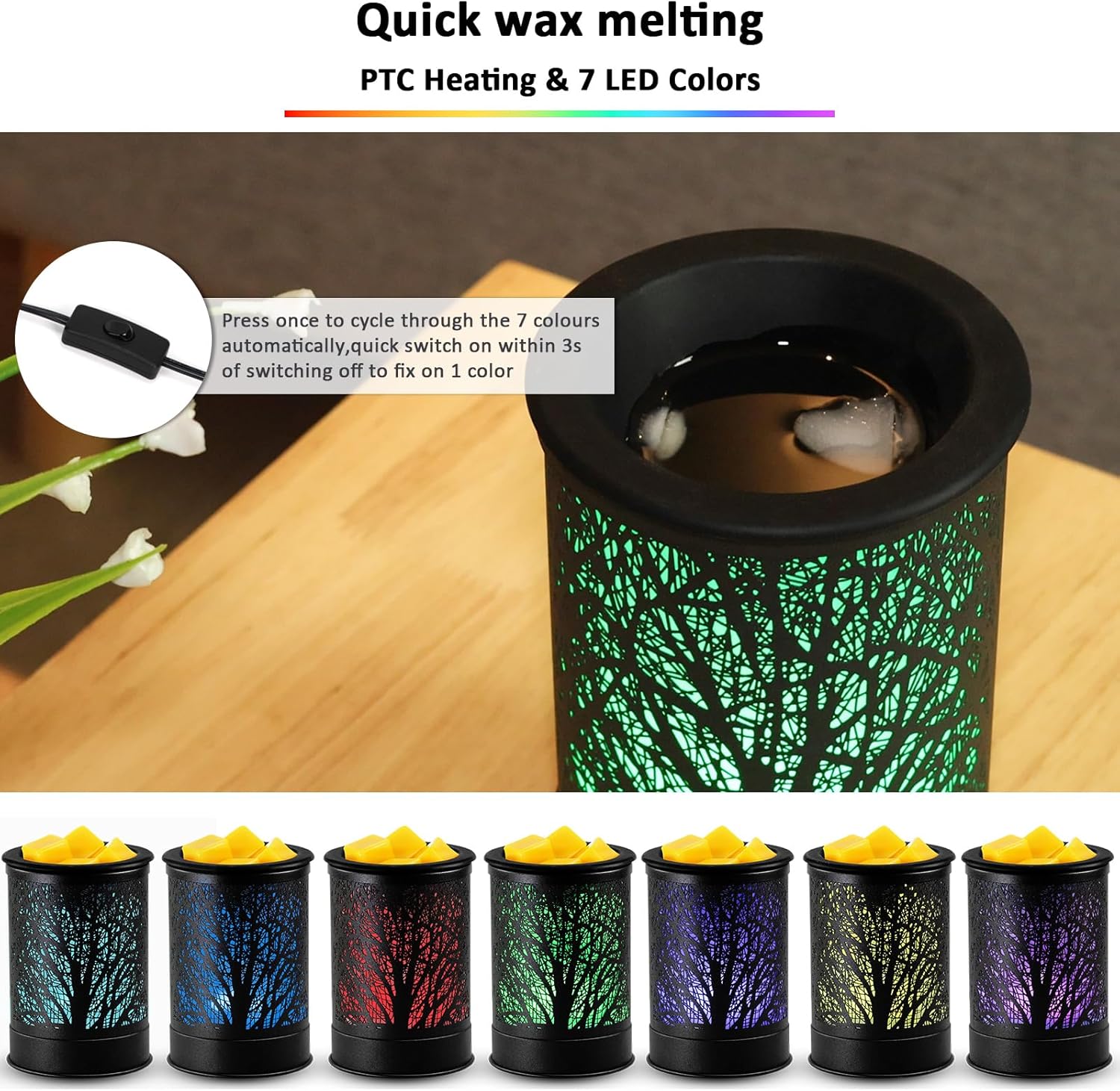 Dialans Scented Wax Warmer with LED Light and Silicone Tray