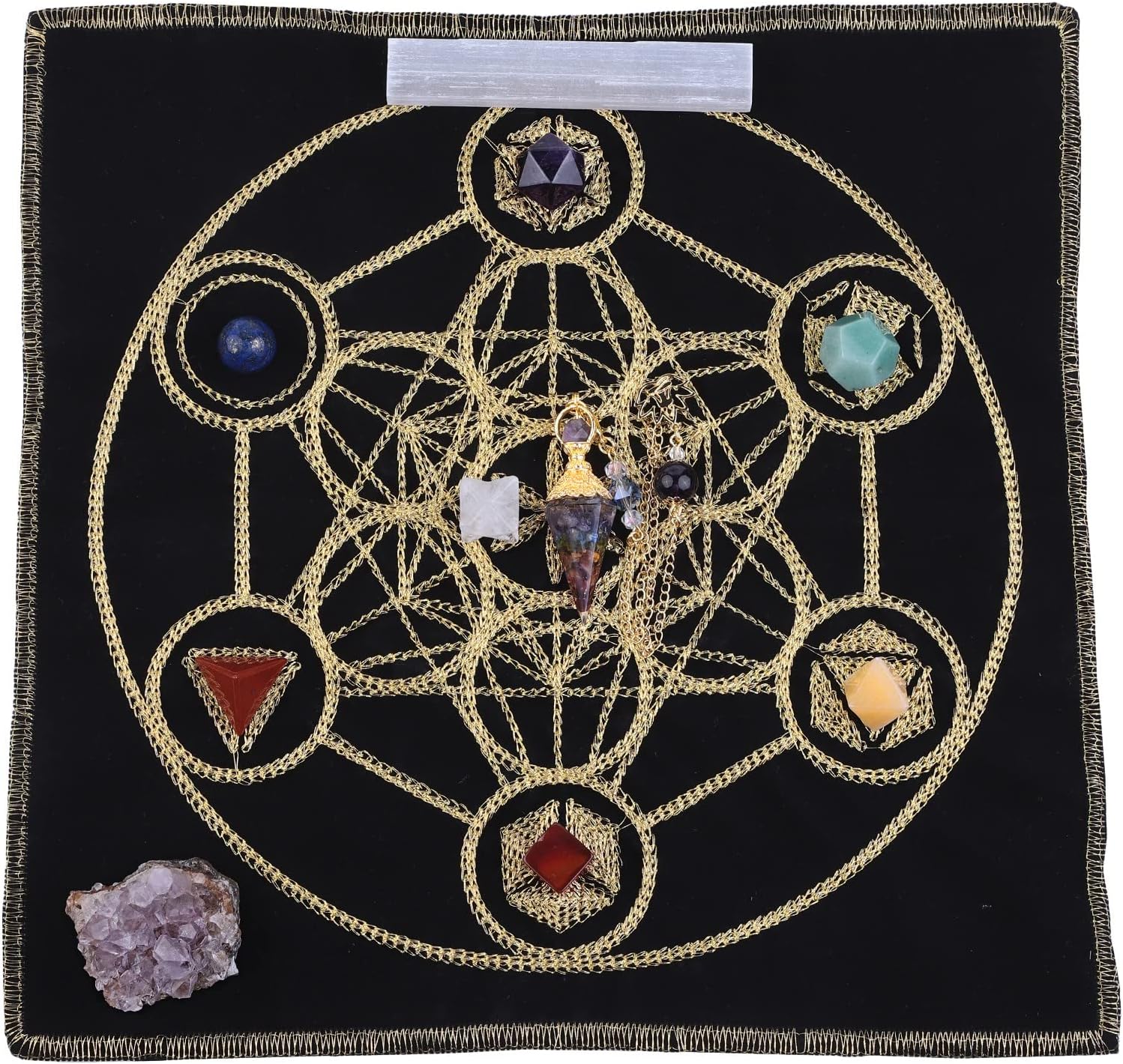 Rockcloud Energy Mat with Amethyst for Meditation and Chakra Balancing