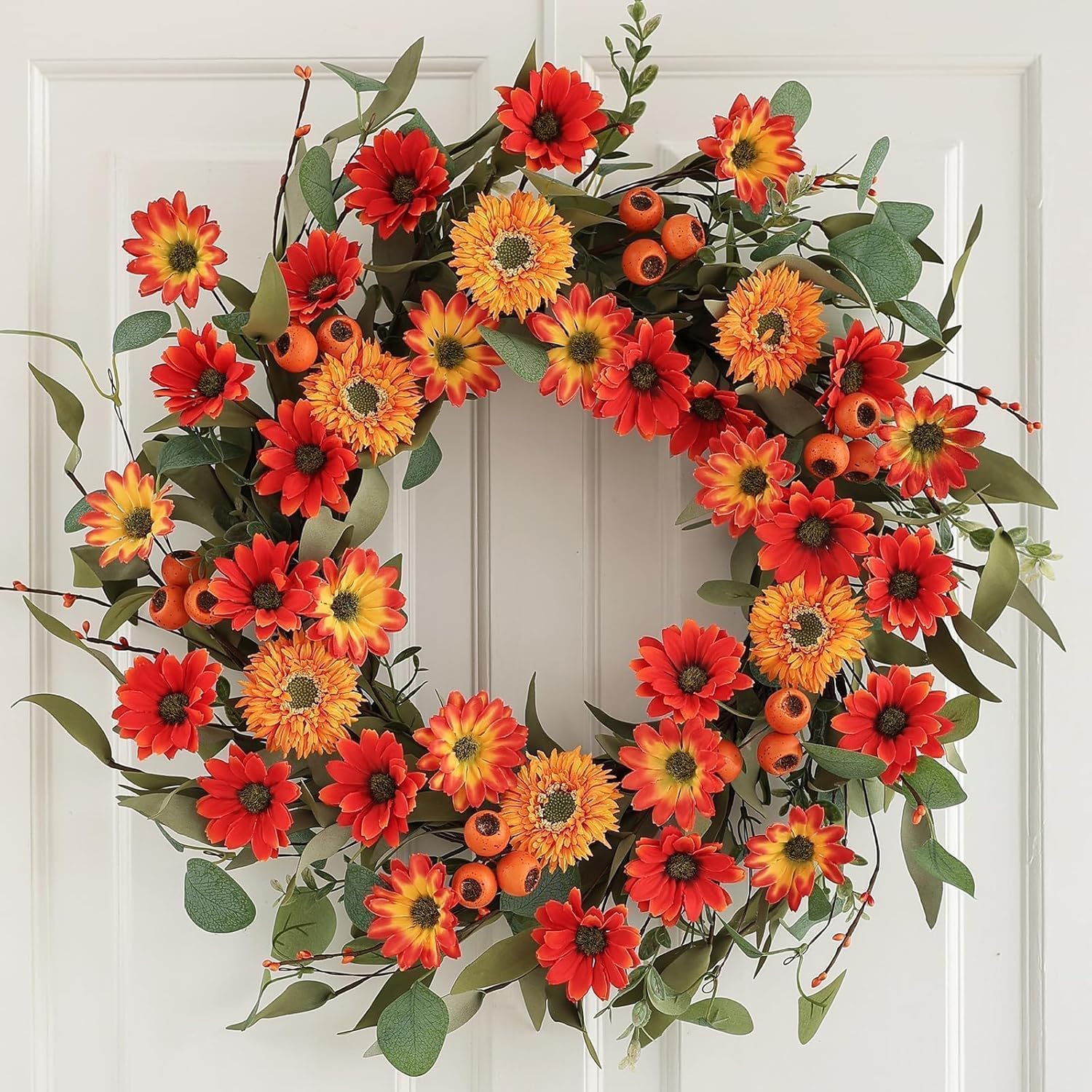 Hometrance 22 Inch Autumn Wreath for Front Door