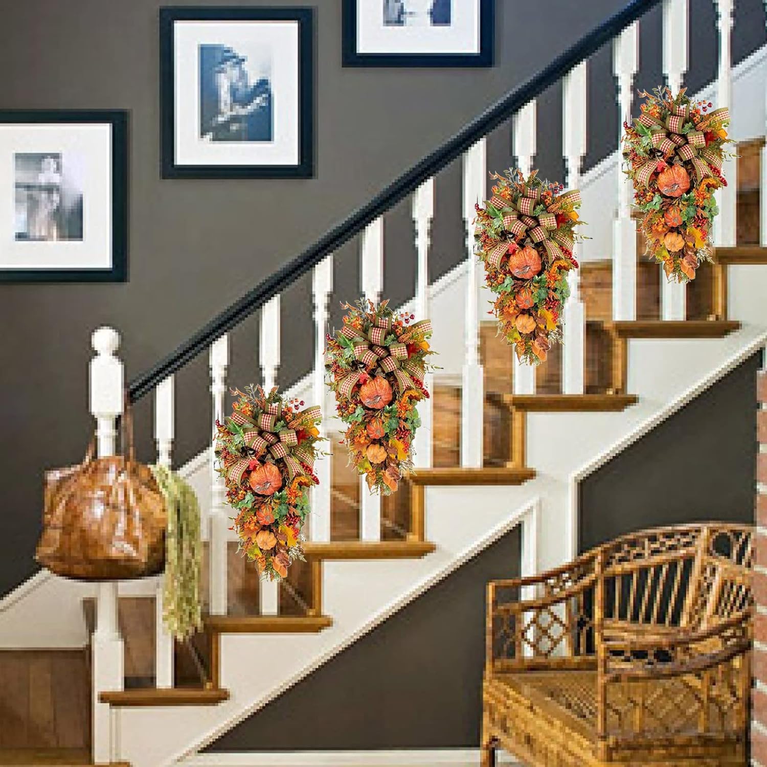 Fall Swag Front Door Wreath - Autumn Thanksgiving Decor