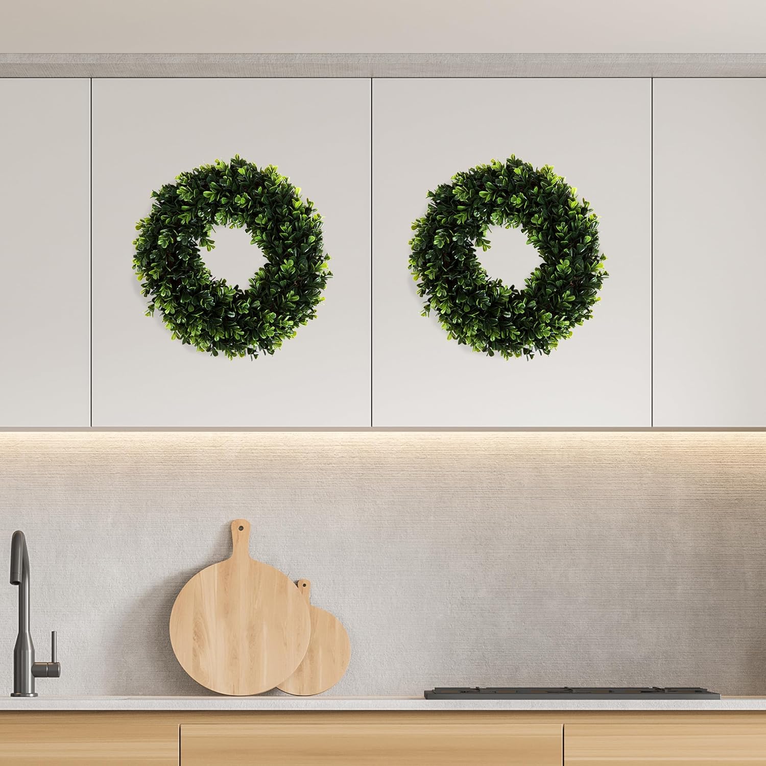 Pure Garden 12-Inch UV Resistant Boxwood Wreath for Front Door