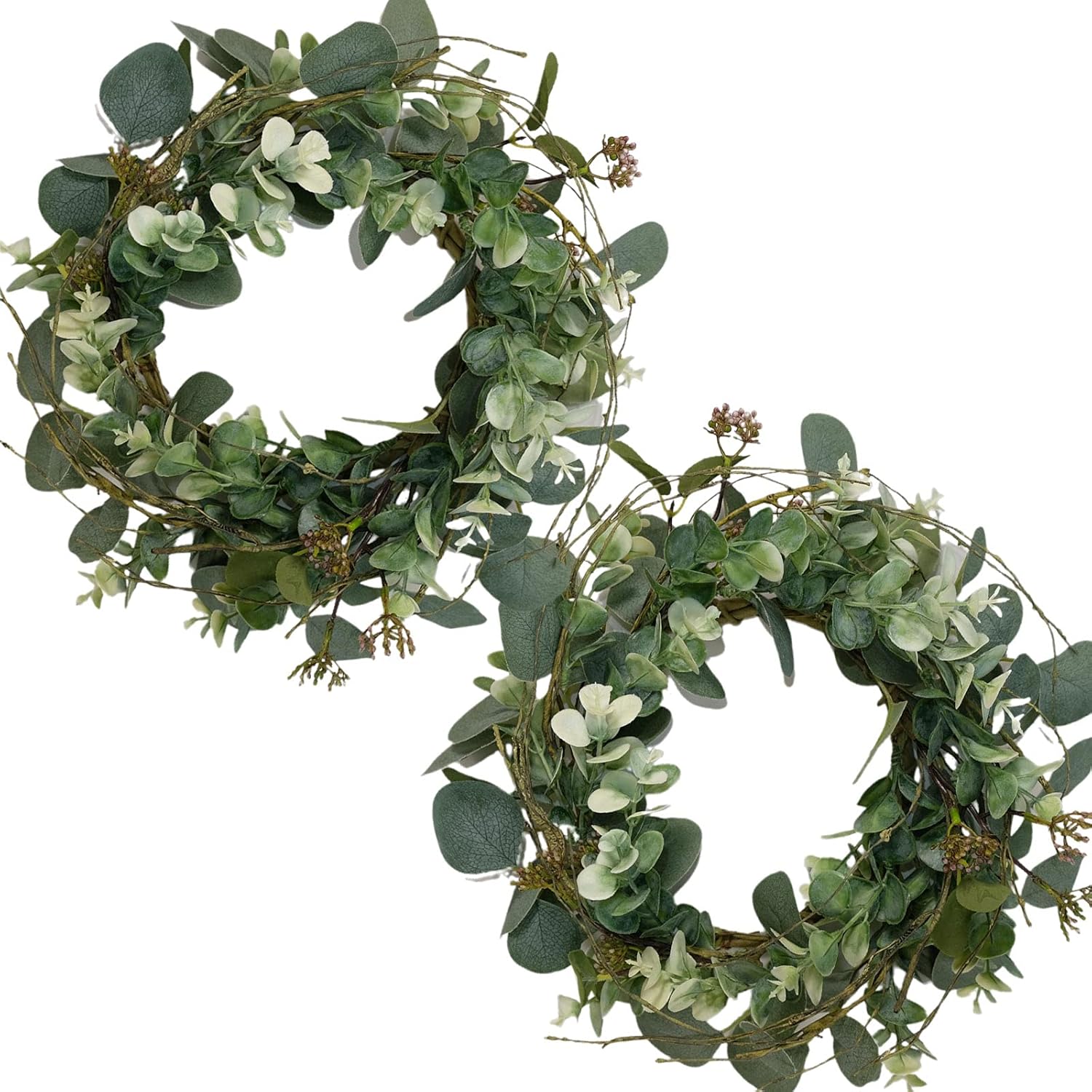 Idyllic 12 Inch Artificial Eucalyptus Wreath 2 Pack