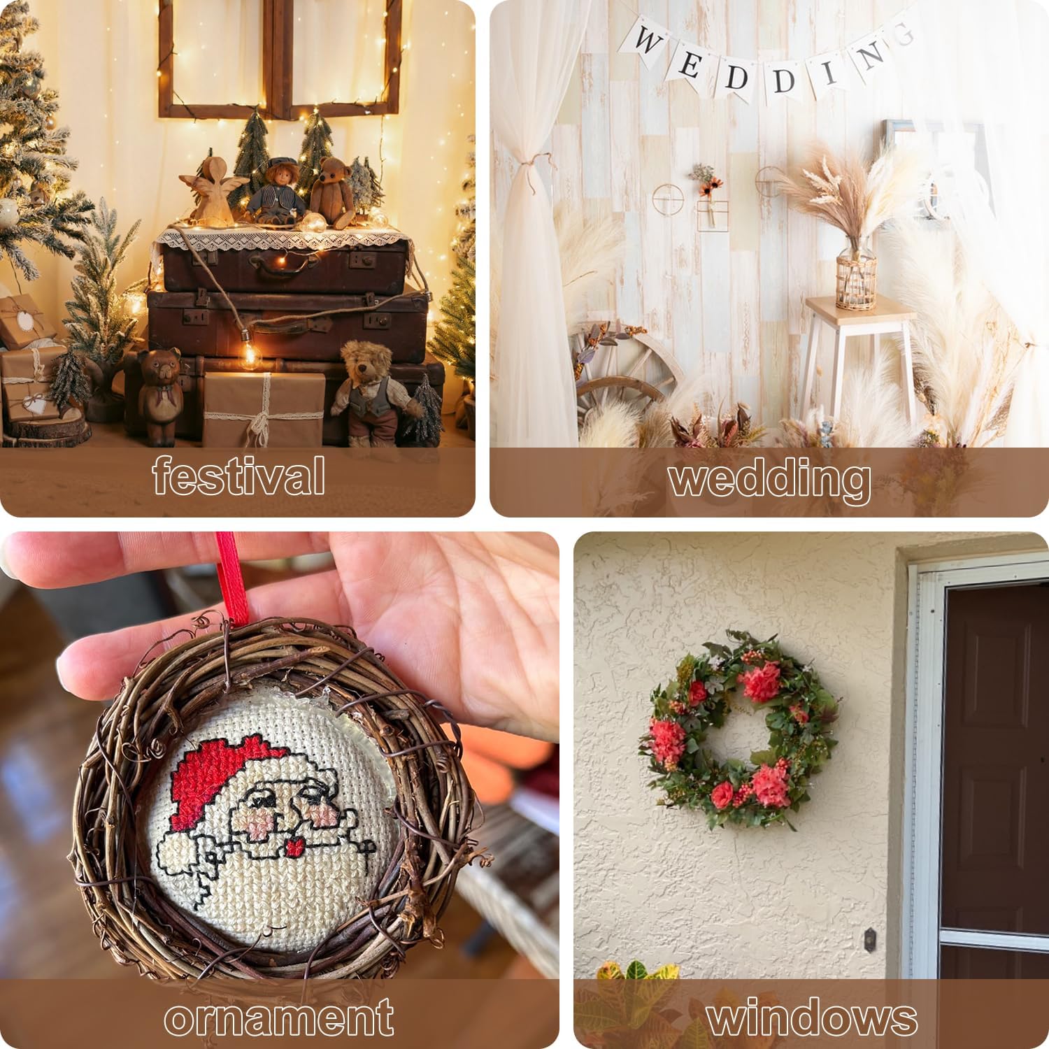 40PCS Natural Grapevine Wreaths for DIY and Christmas Decor