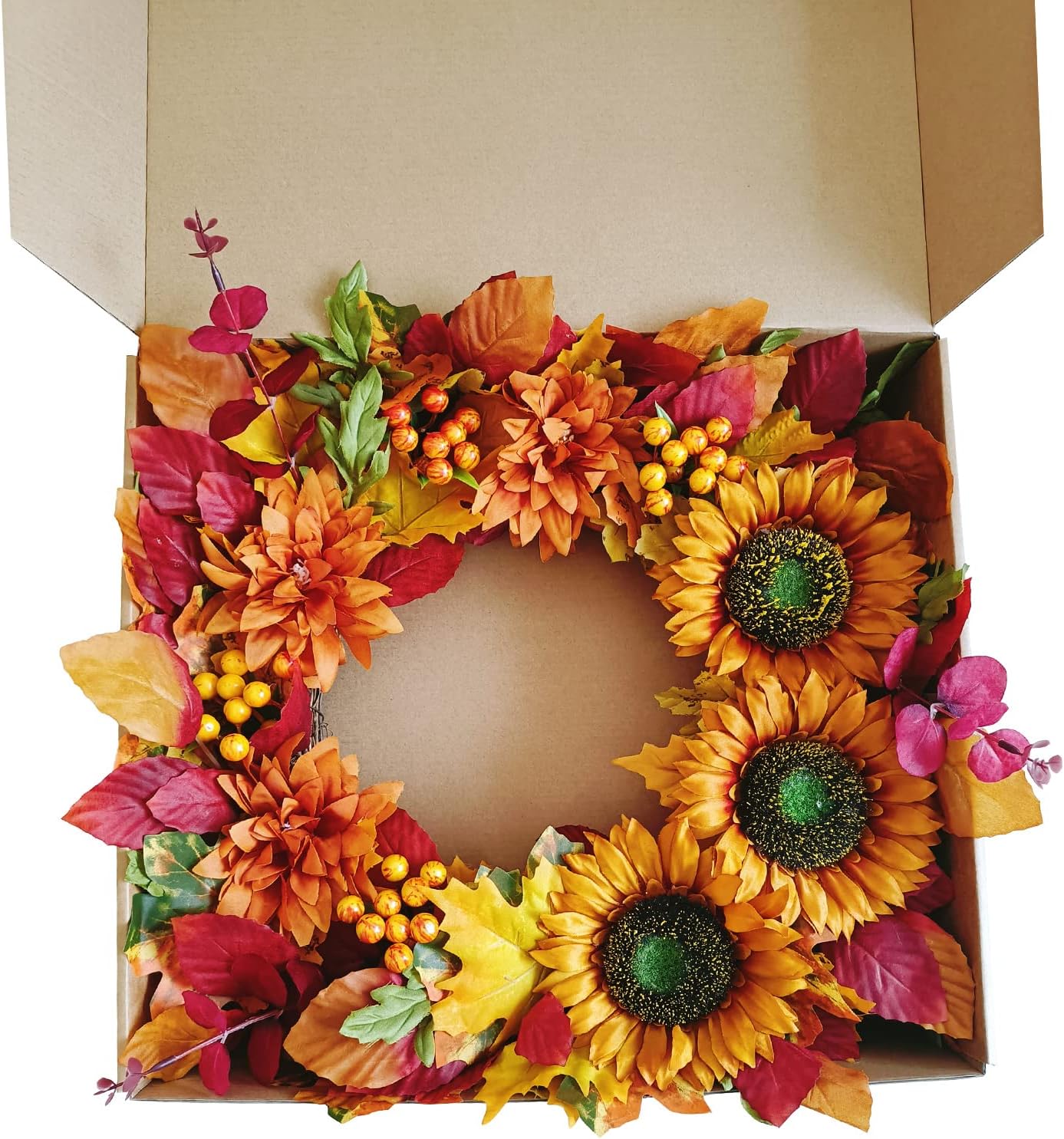 20 Inch Sunflower Wreath Fall Door Decor