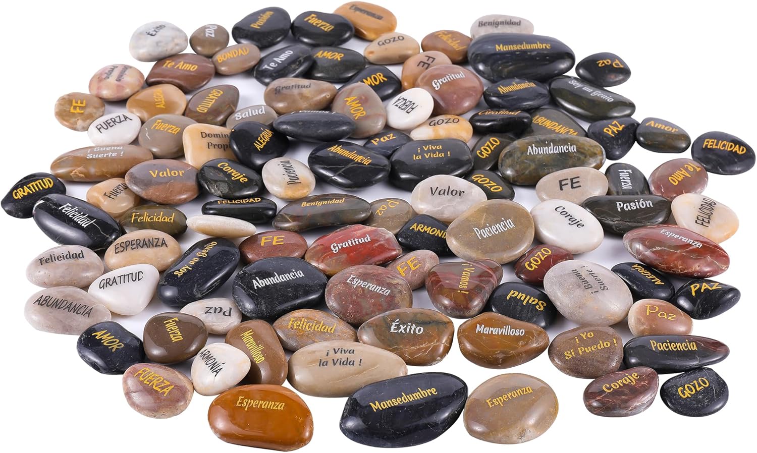 ROCKIMPACT 100 Pieces Spanish Engraved Stones for Motivation and Inspiration