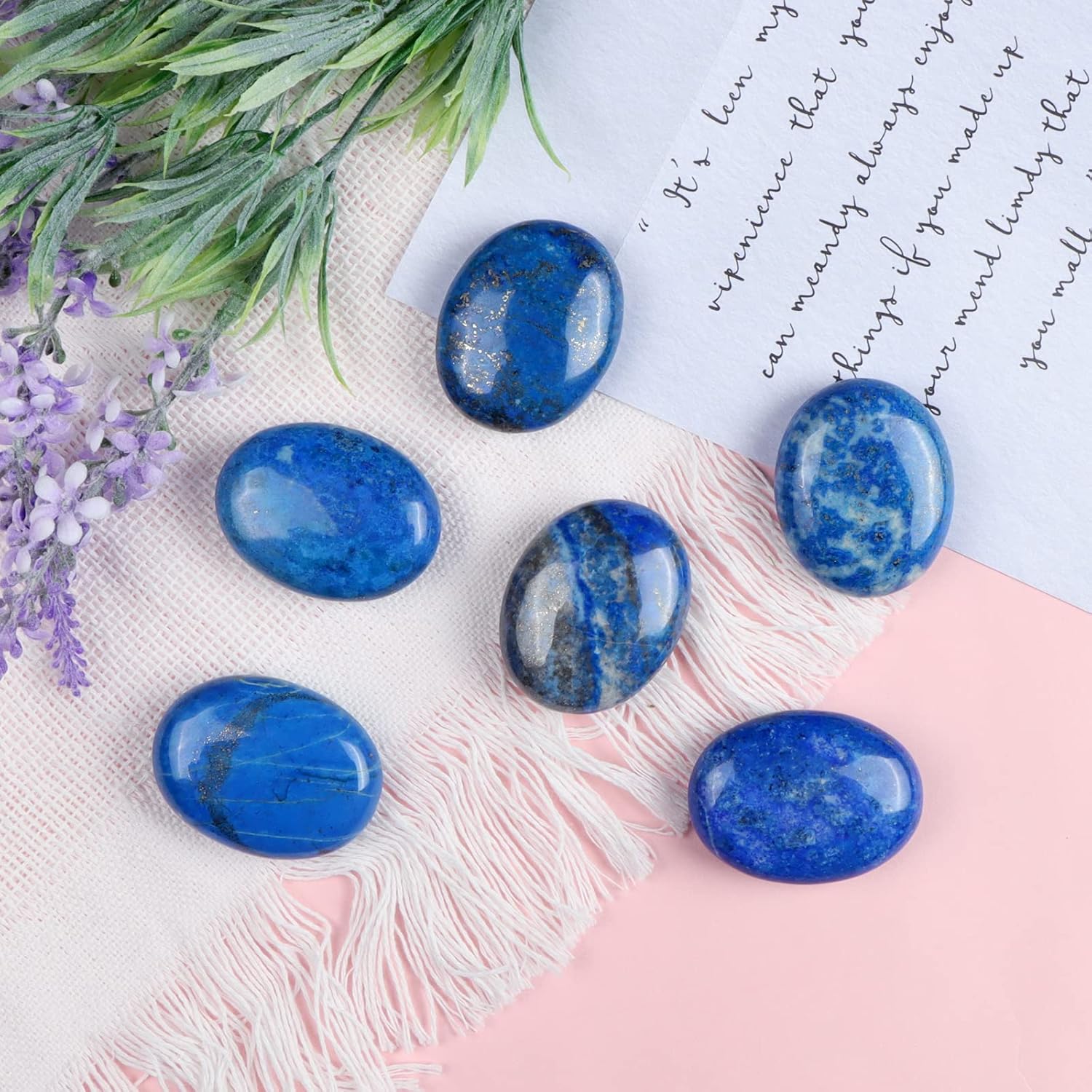 Chakra Worry Stones for Anxiety Lapis Lazuli Pocket Stones 2PCS