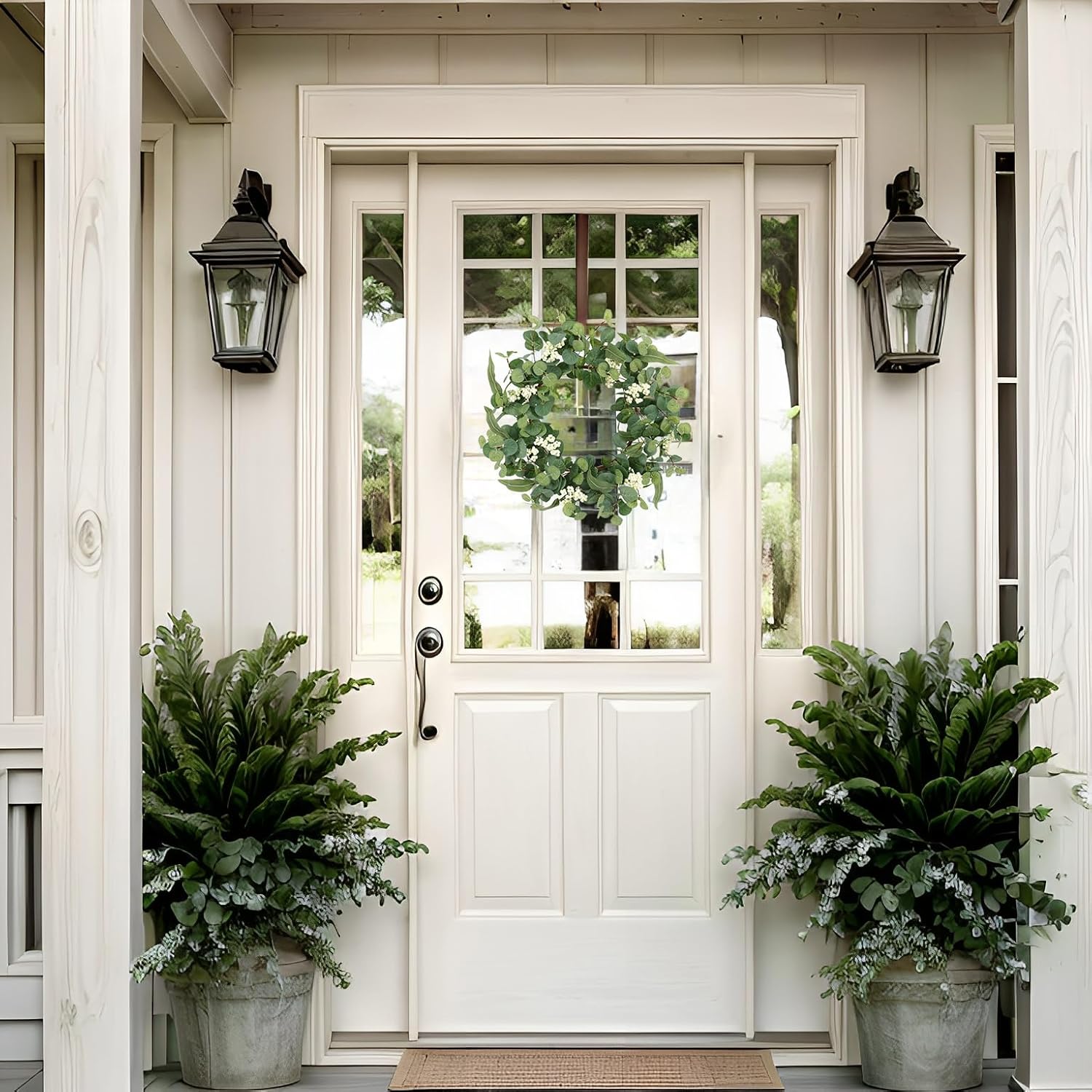 18 Inch Farmhouse Eucalyptus Wreath for Front Door