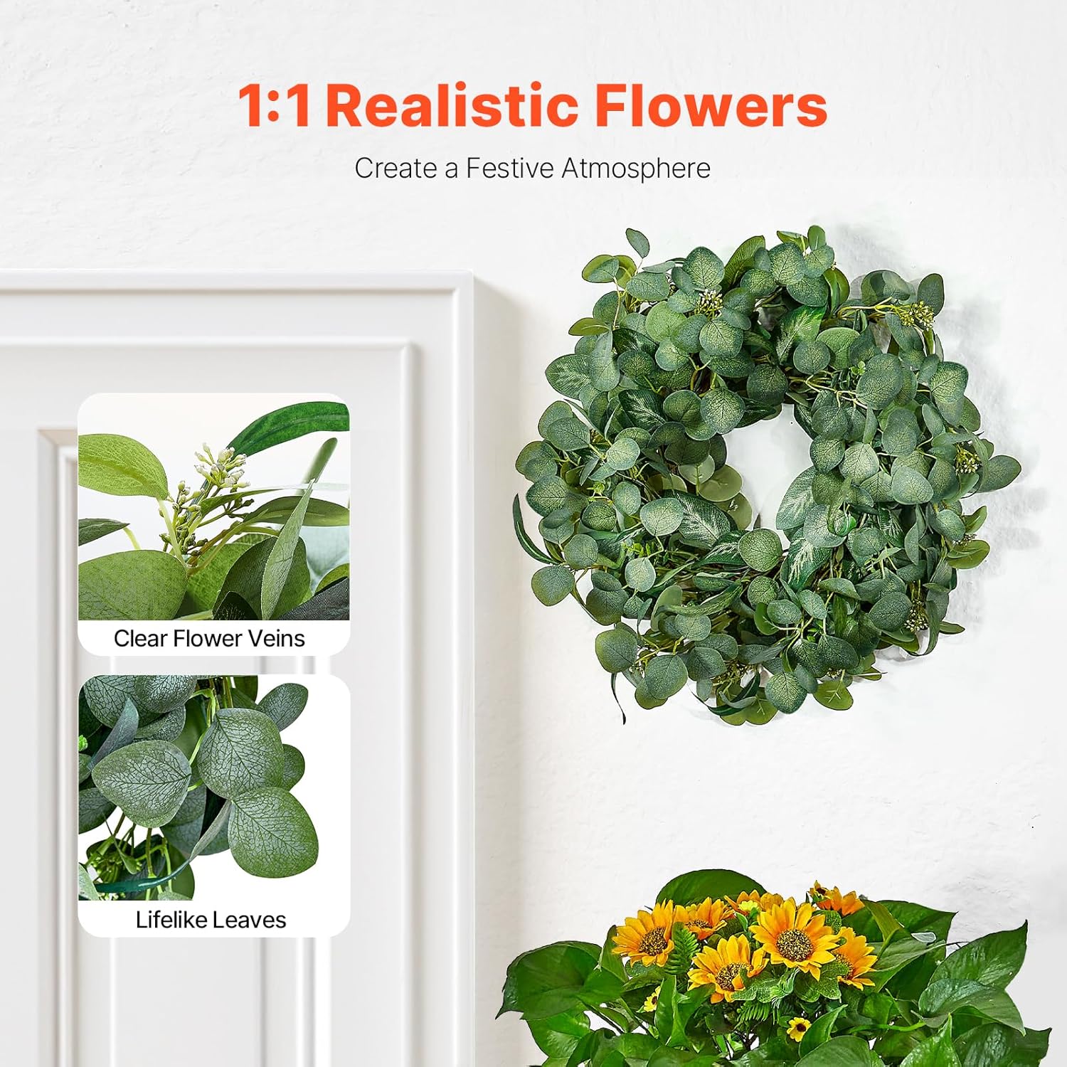 VEVOR 26 Inch Eucalyptus Wreath for Front Door