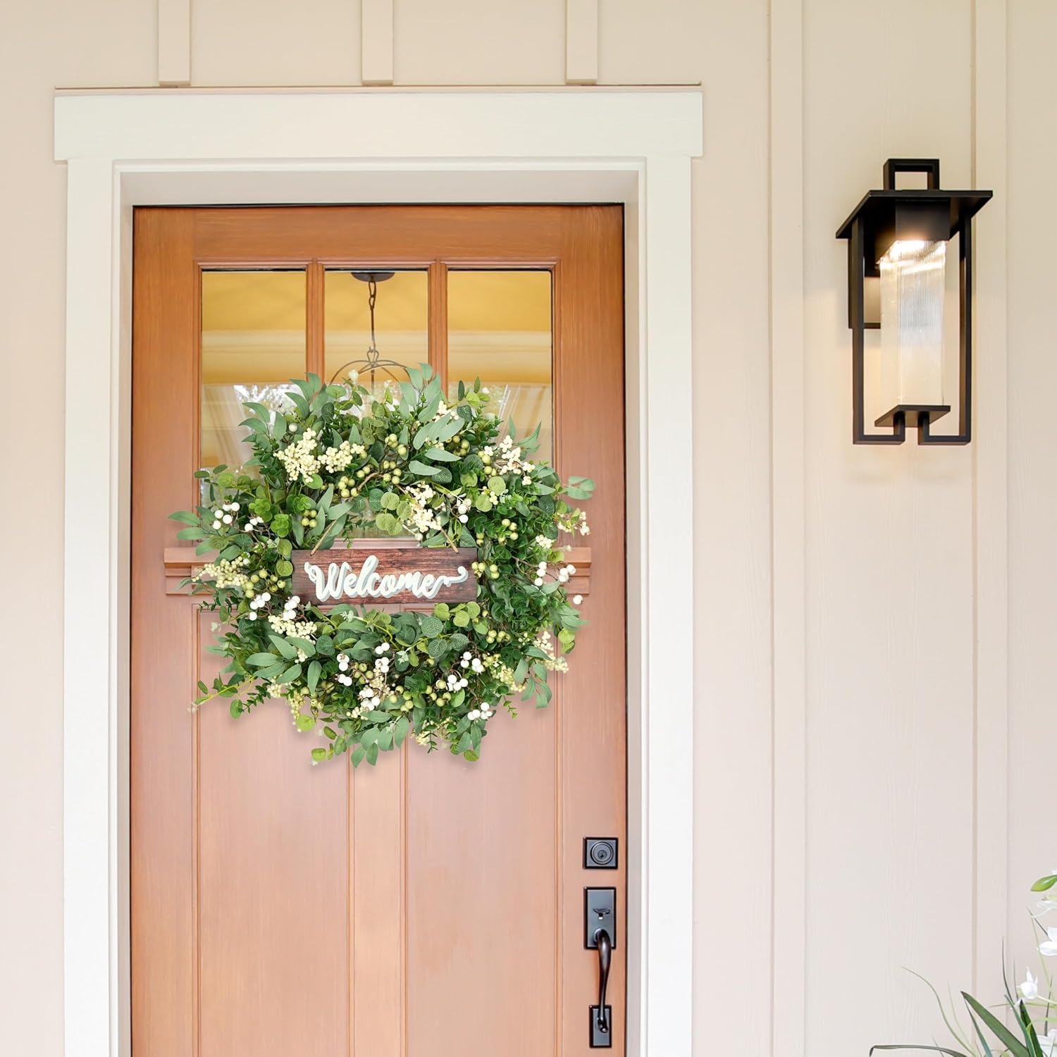 Artificial Eucalyptus Wreath with Berries 24 Inches
