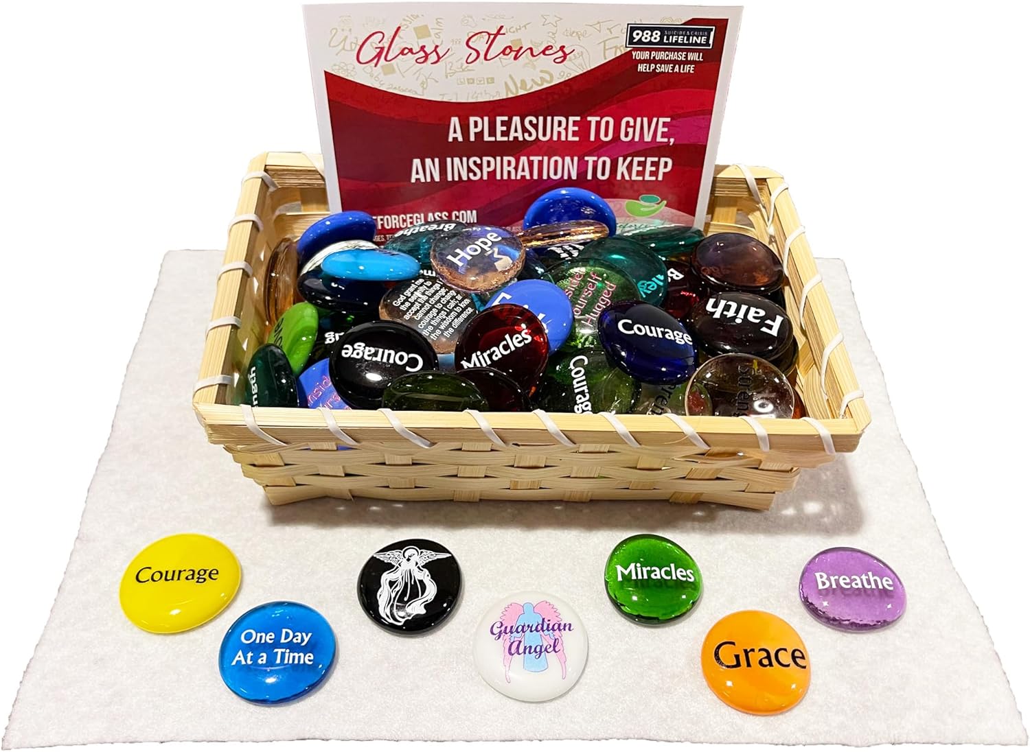 Lifeforce Glass Imprinted Stones Set of 100