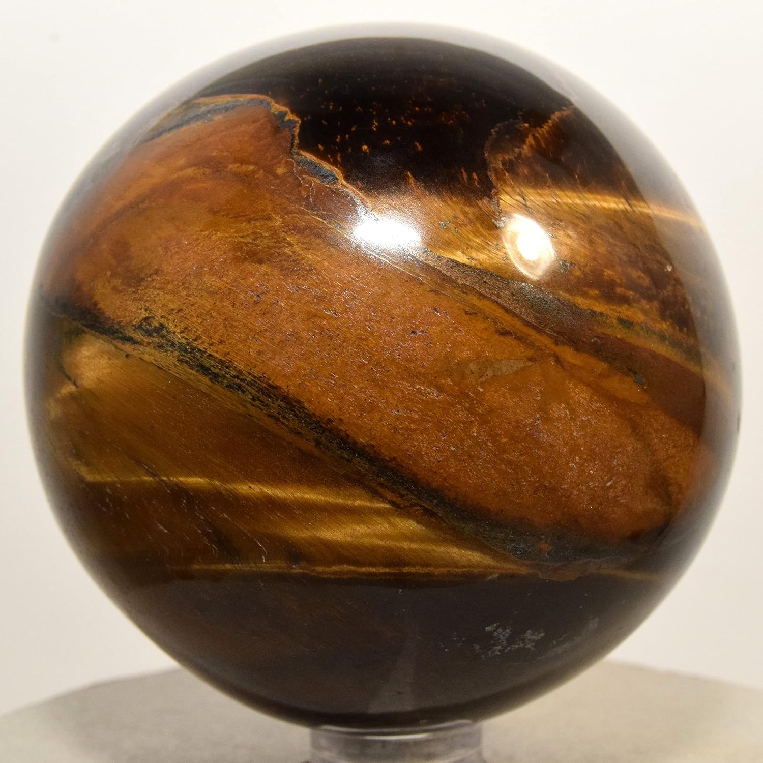 65mm Yellow Golden Tigers Eye Sphere with Stand
