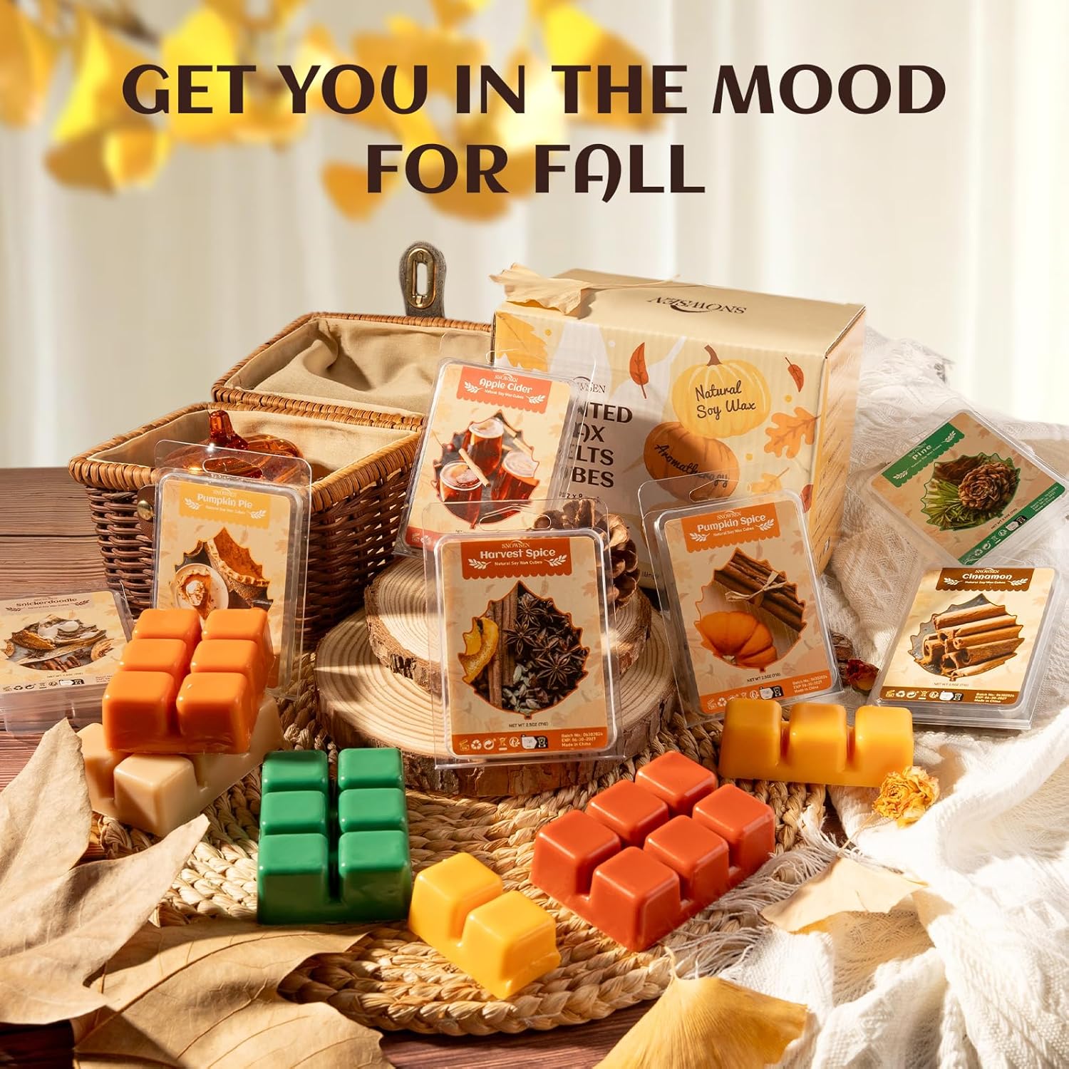 Fall Wax Melts 8 Pack Soy Wax Cubes Autumn Scent