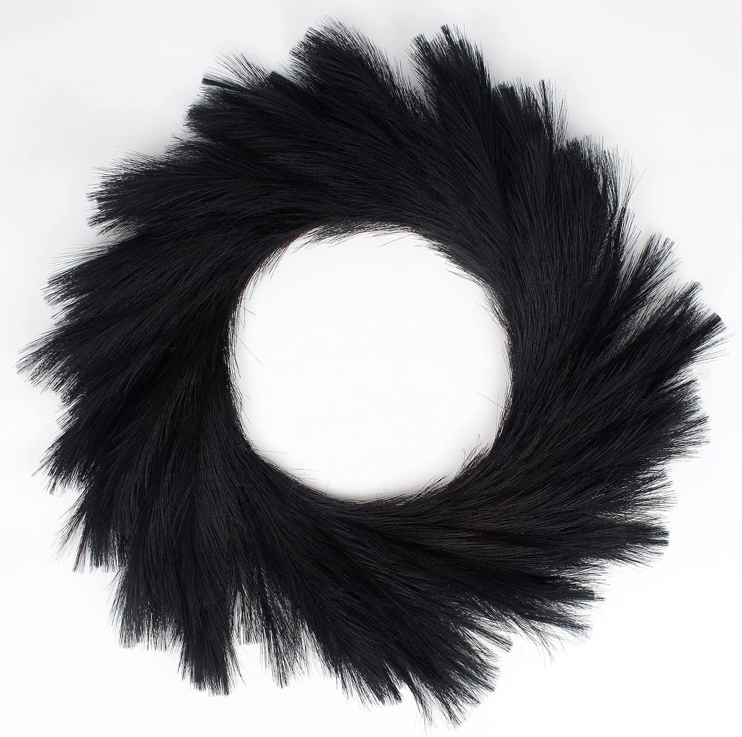 Black Faux Pampas Grass Wreath 24 for Front Door