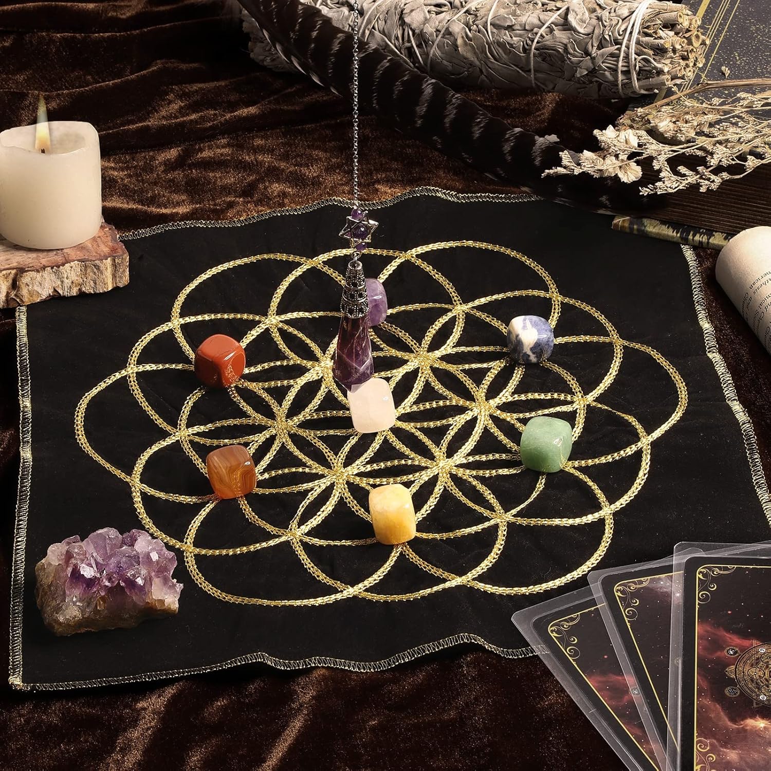 Rockcloud Healing Stone Totem Energy Mat Meditation Kit for Beginners