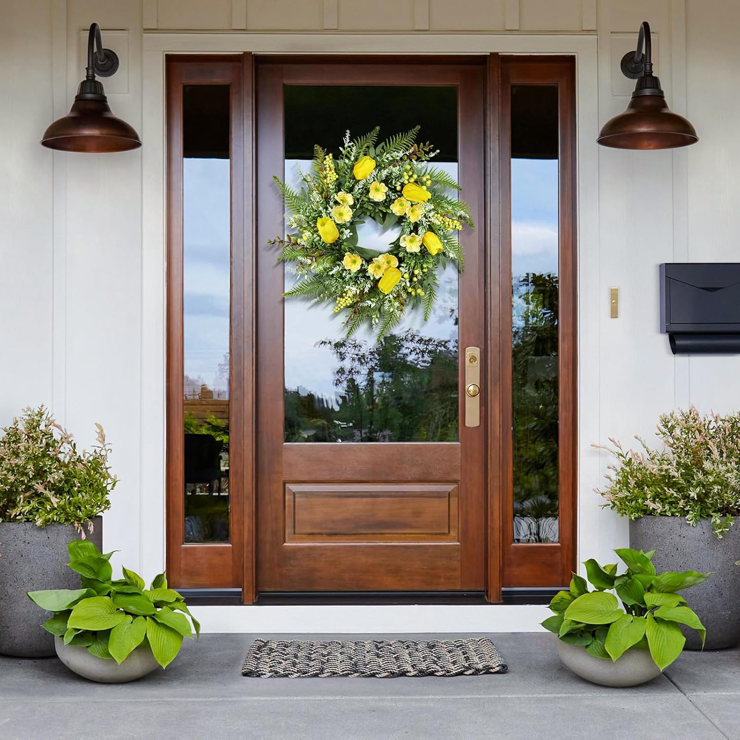 Beinhome 26 Inch Tulip Wreath for Front Door