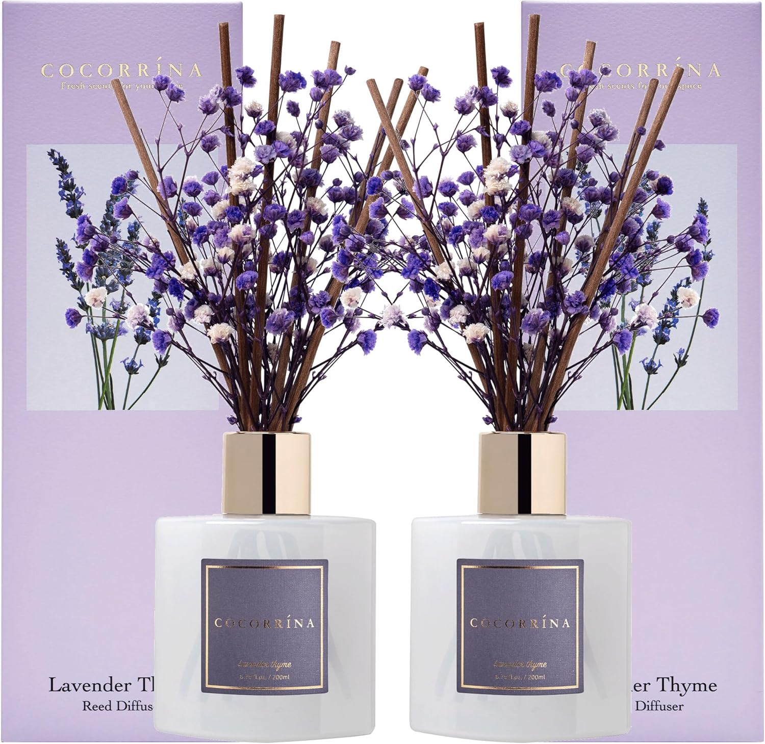 Cocorrna Premium Reed Diffuser Set with Lavender Thyme Scent