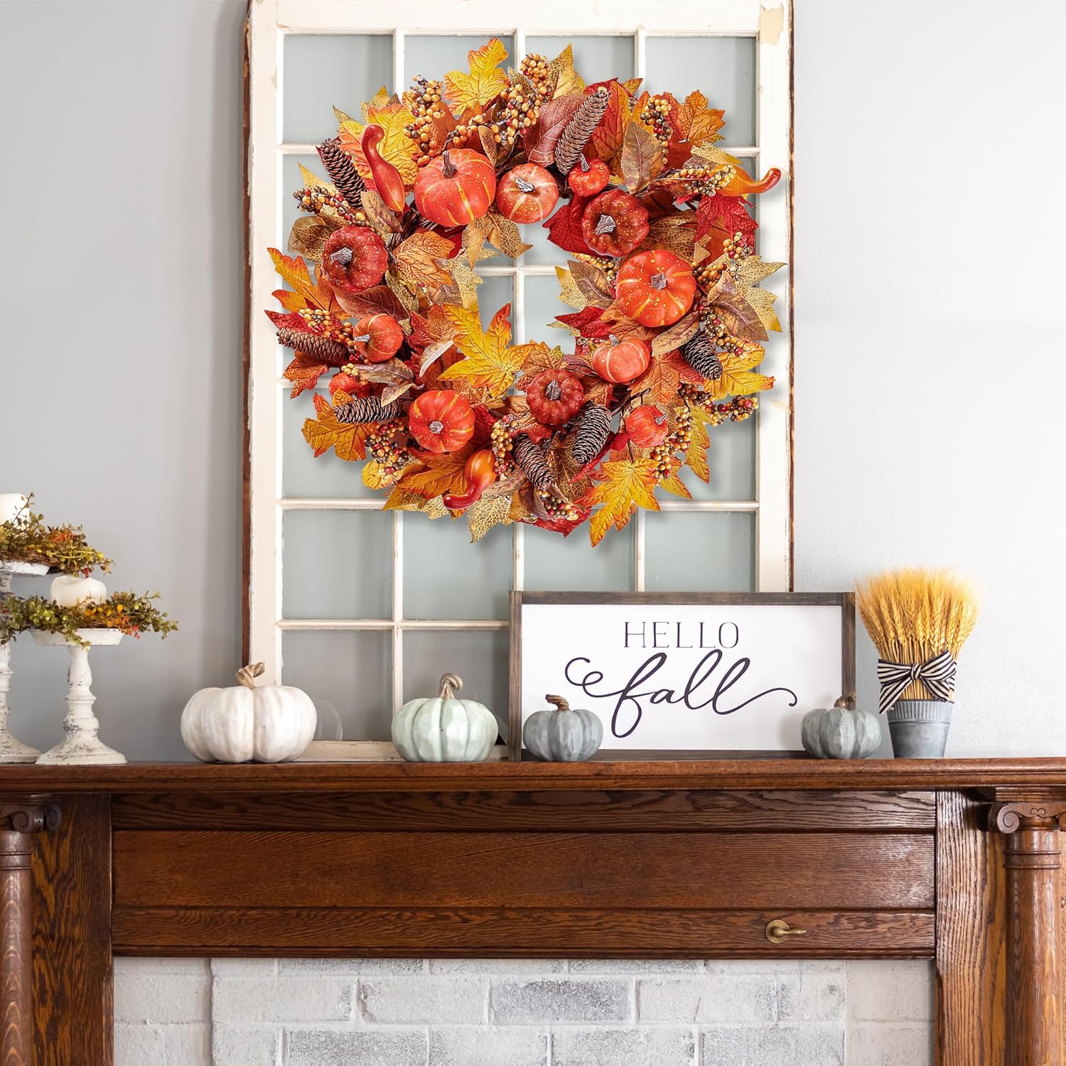 Sggvecsy 18 In Artificial Fall Wreath
