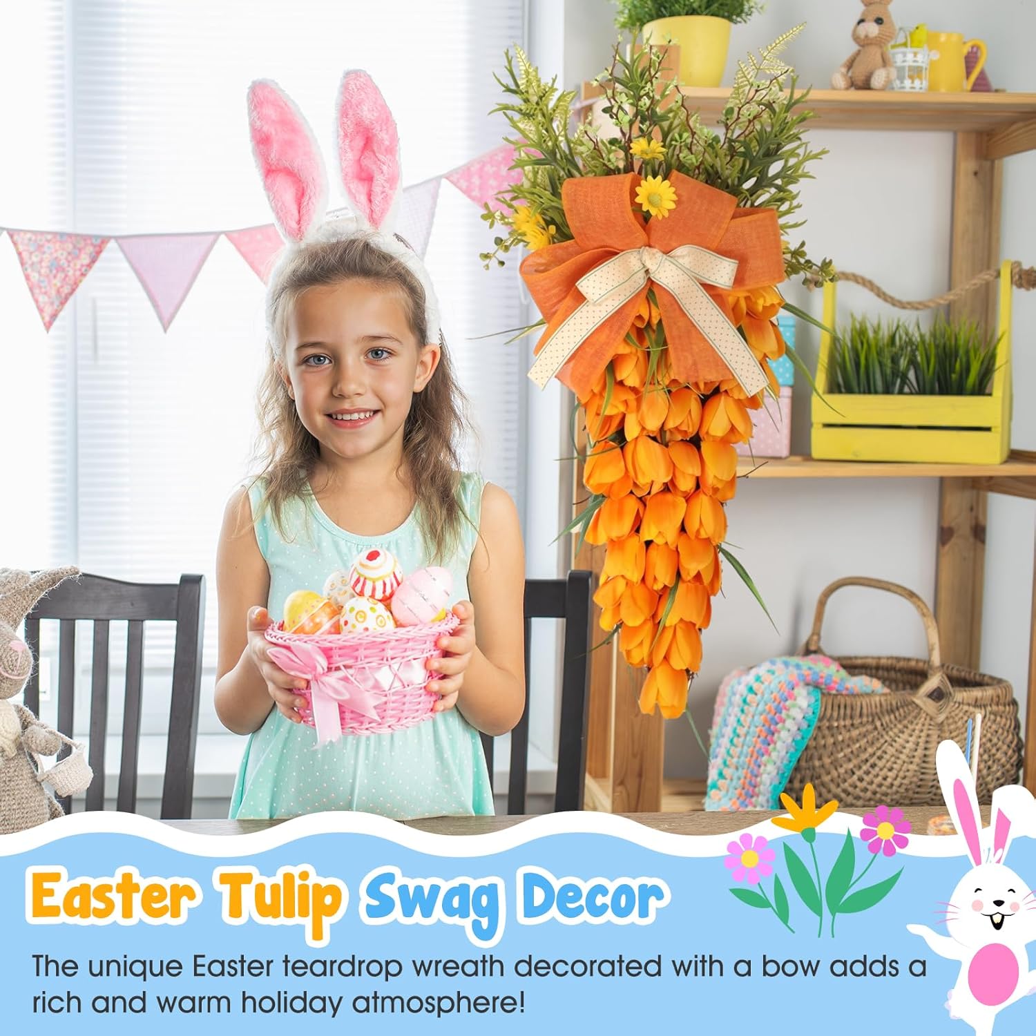 Handmade Easter Tulip Swag Wreath Decor