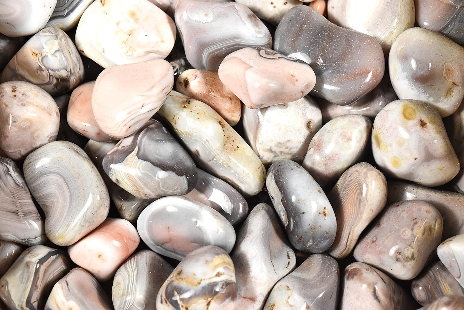 10PCS Pink Botswana Agate Tumbled Stones for Indoor Fountains