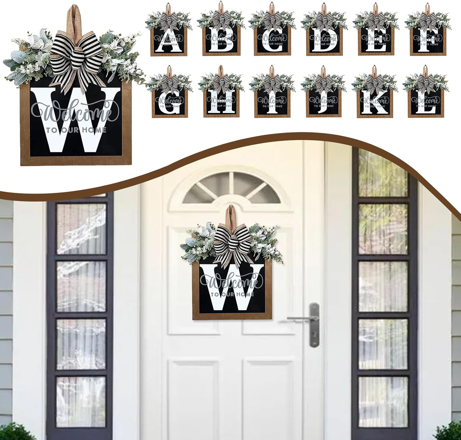 Ultra Large 14 Inch Front Door Wreath with Welcome Sign