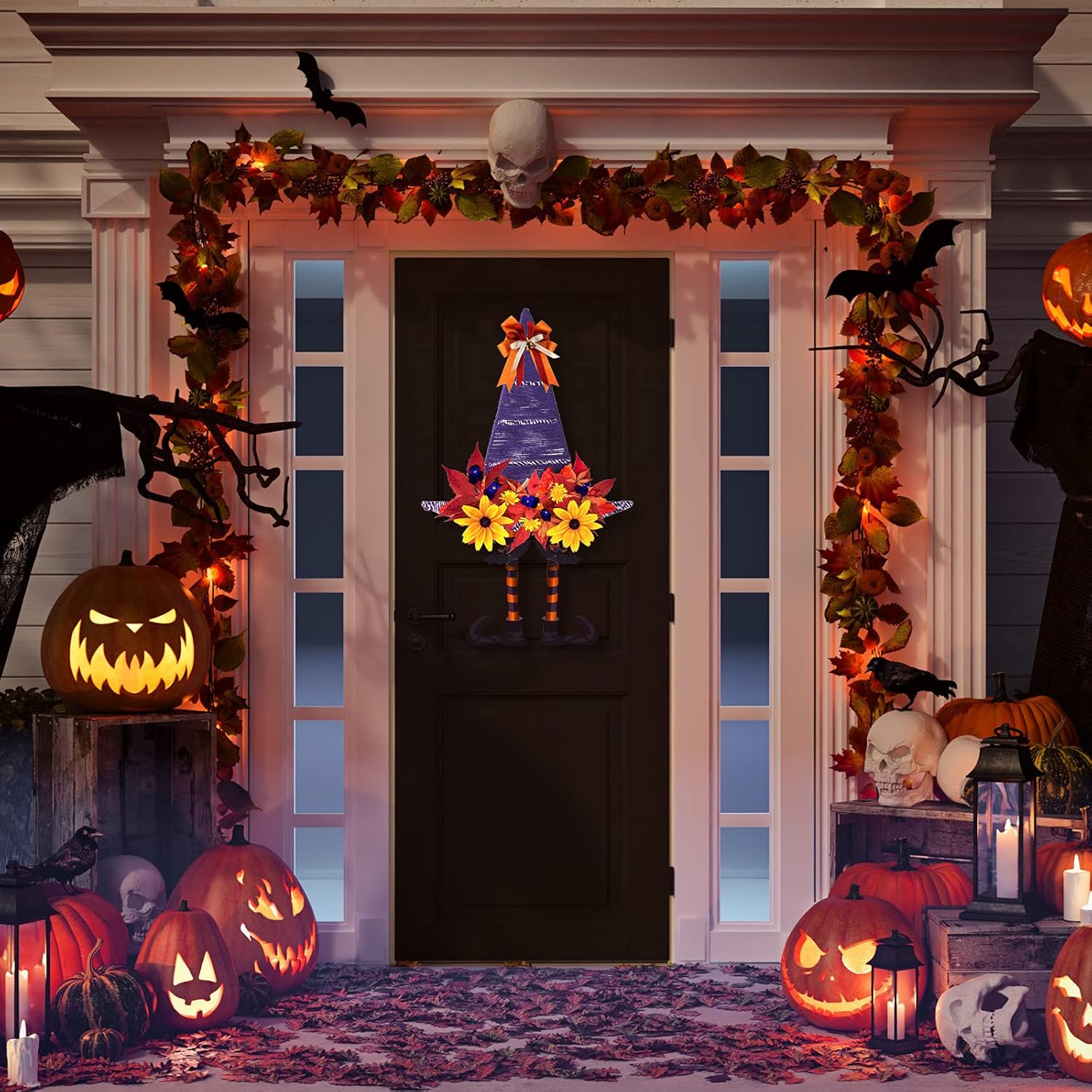 Hotop Witch Hat Shaped Metal Wreath Frame - 2 Pieces