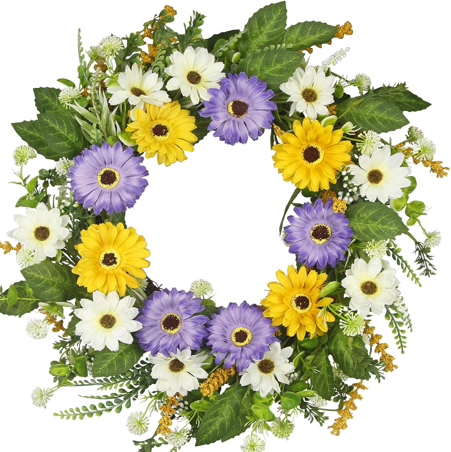 Cityes Artificial Chrysanthemum Wreath 22 Inch Spring Door Decor