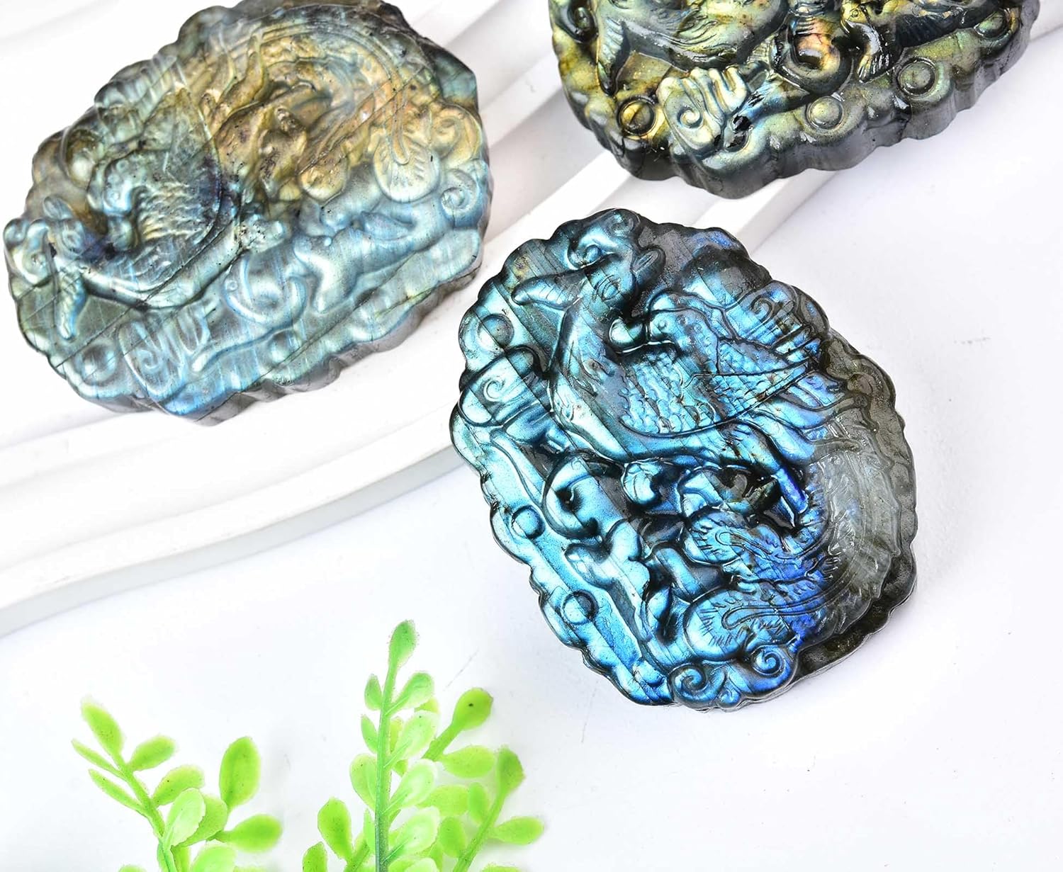 AMOYSTONE Labradorite Healing Palm Stone for Jewelry and Meditation