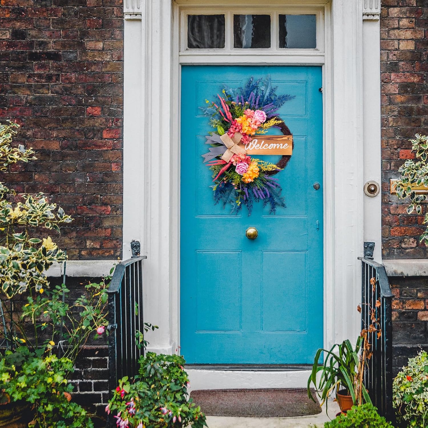 Welcome Sign Wreath for Front Door Decor