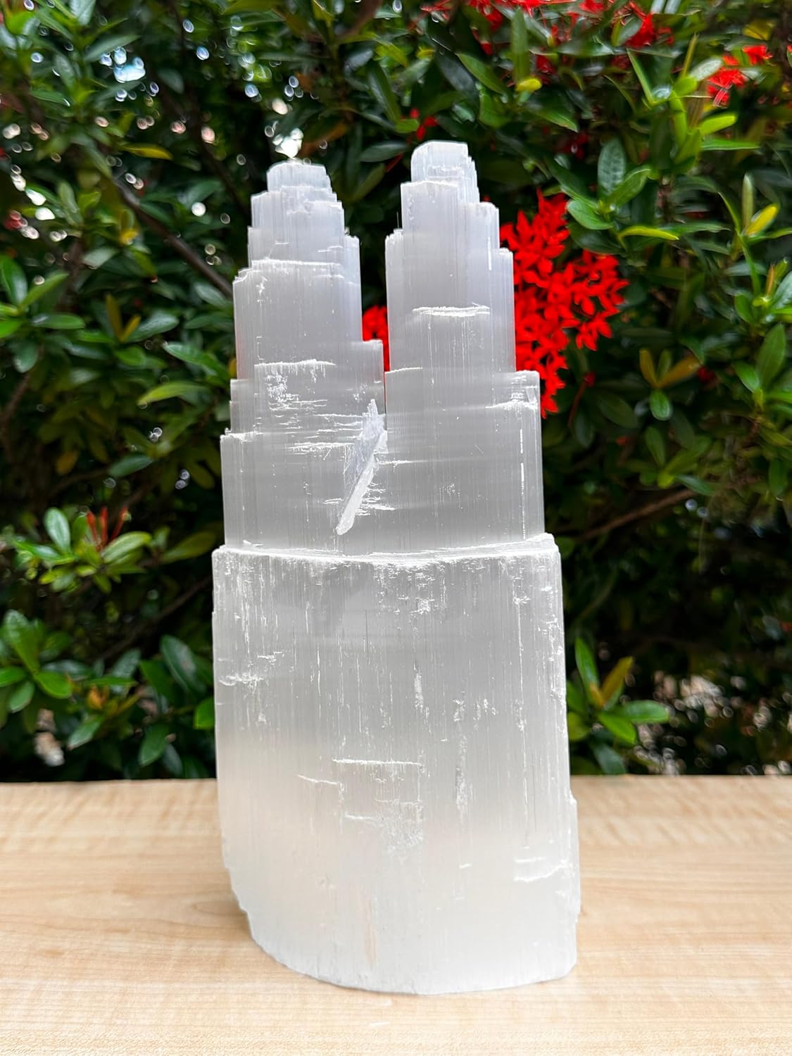 Gaf Treasures Selenite Twin Skyscraper Lamp