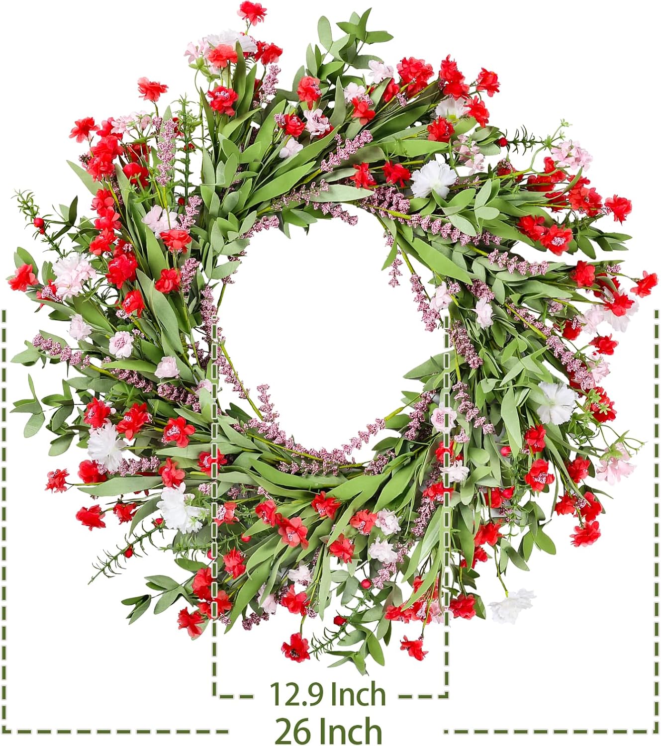 26 Inch Artificial Spring Wreath with Wildflowers