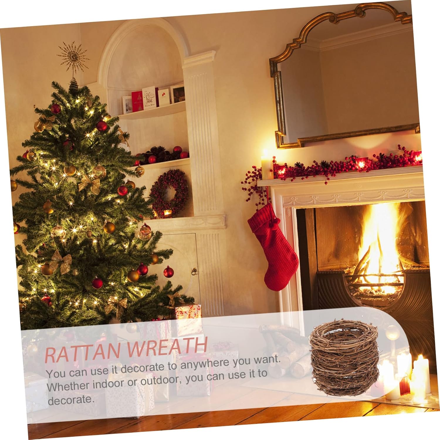 IMIKEYA 20pcs Christmas Woven Rattan Wreaths Door Decor