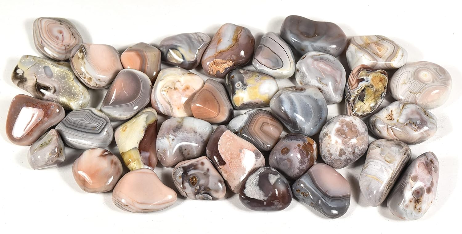 10PCS Pink Botswana Agate Tumbled Stones for Indoor Fountains