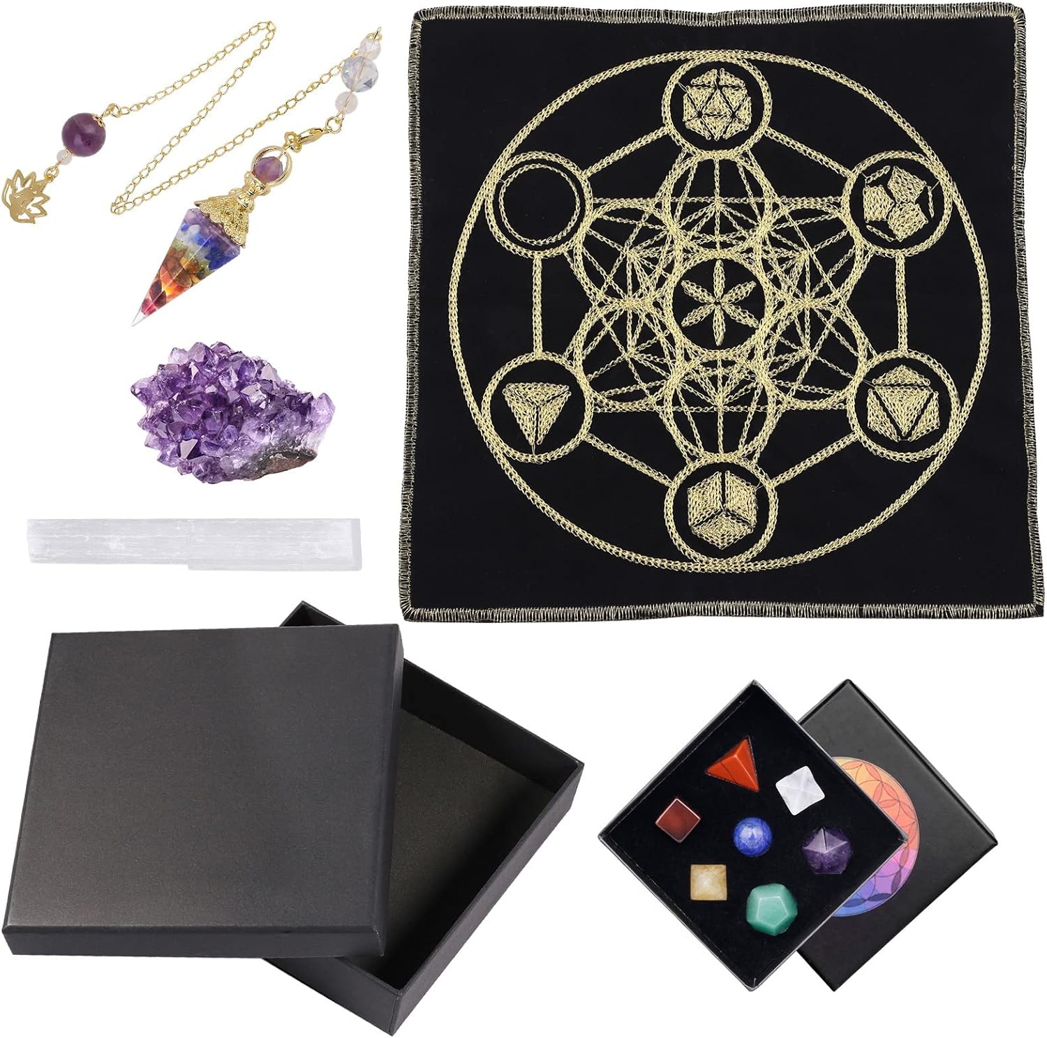 Rockcloud Energy Mat with Amethyst for Meditation and Chakra Balancing