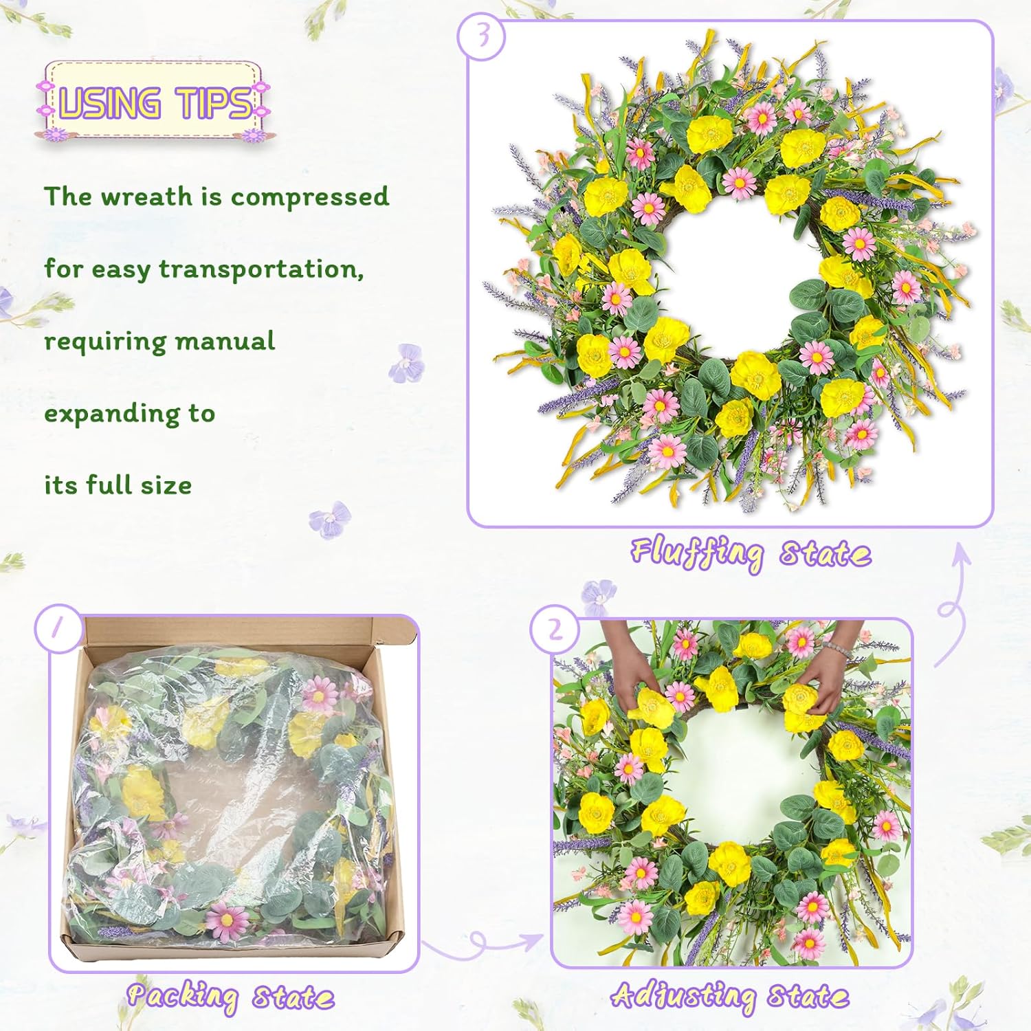 Zmtyykh 24 Inch Summer Wreath Door Decor