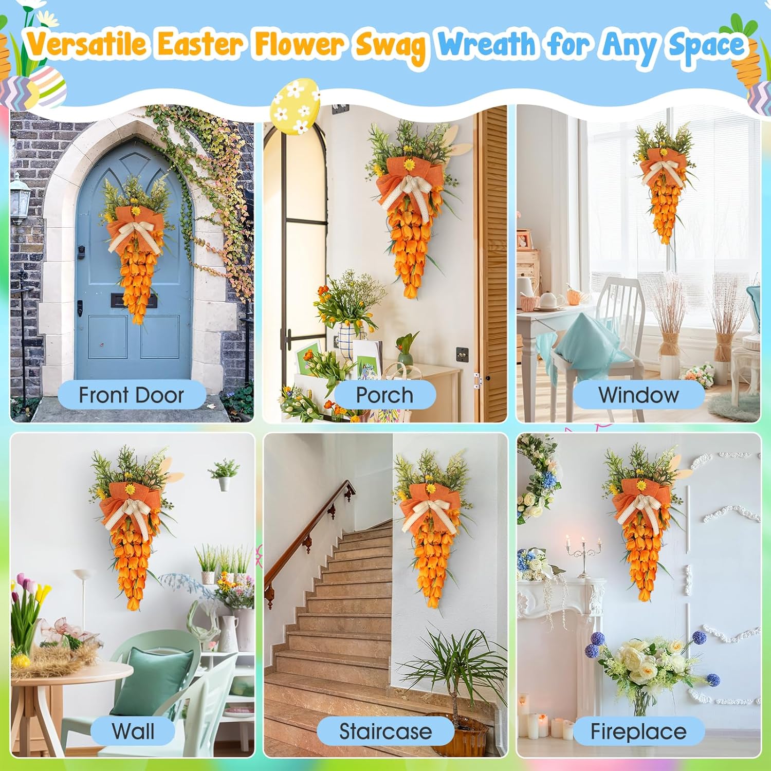 Handmade Easter Tulip Swag Wreath Decor