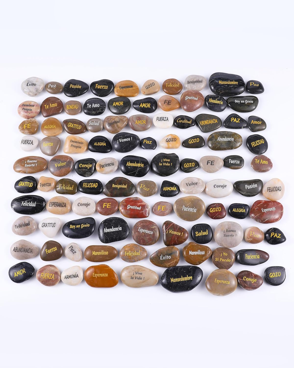 ROCKIMPACT 100 Pieces Spanish Engraved Stones for Motivation and Inspiration