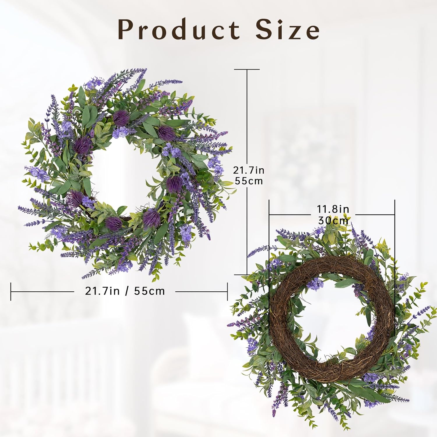 Lavender Wreath for Front Door Spring Summer Decor