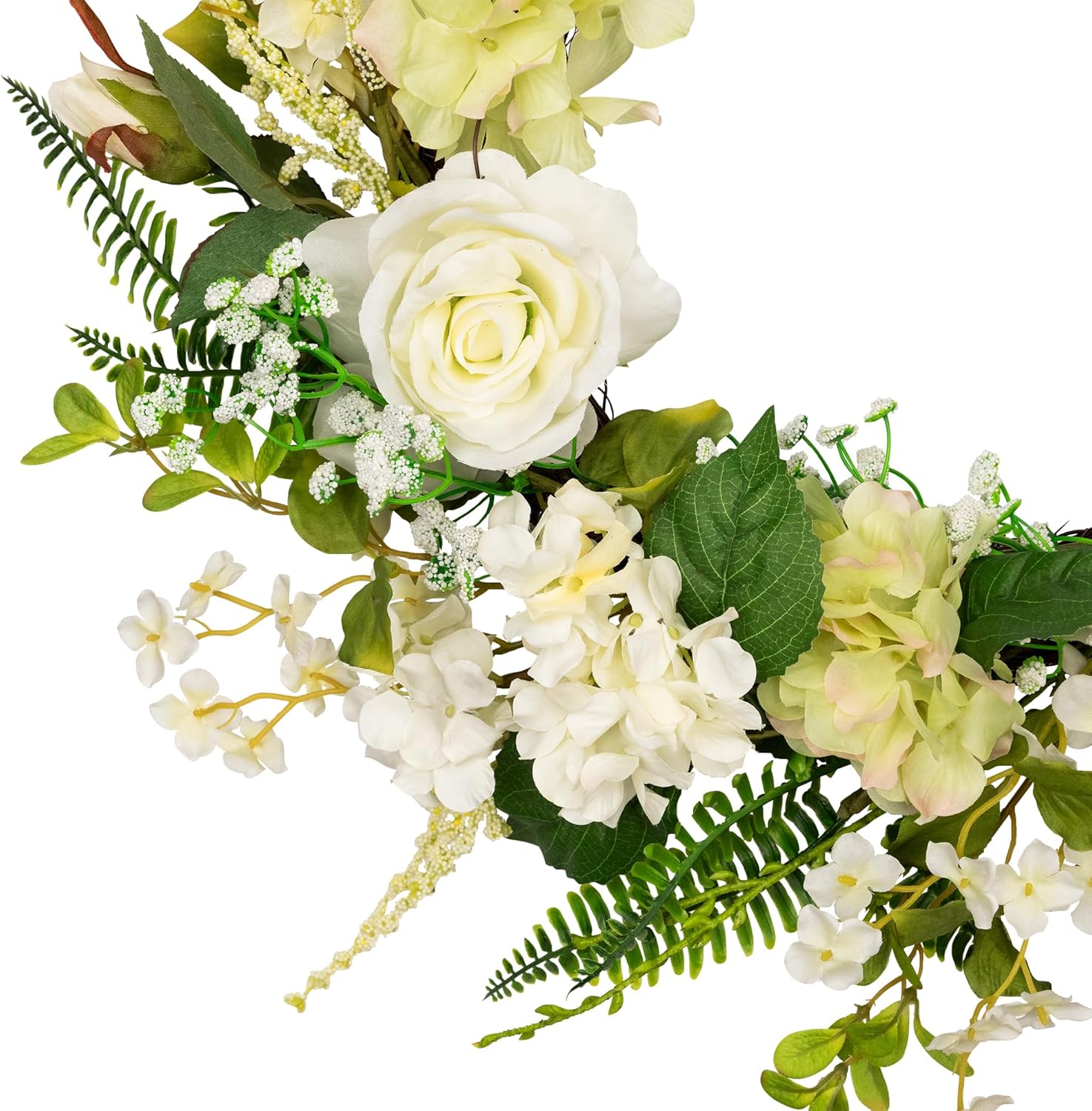 Northlight Peony and Rose Artificial Spring Wreath 24 White Green