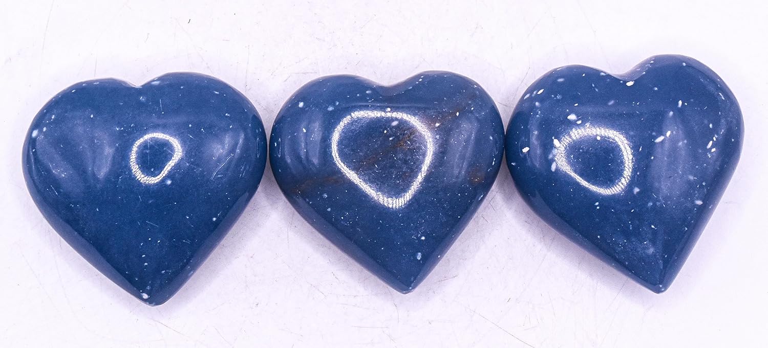 Blue Angelite Puffy Heart Natural Crystal Gemstone from Peru
