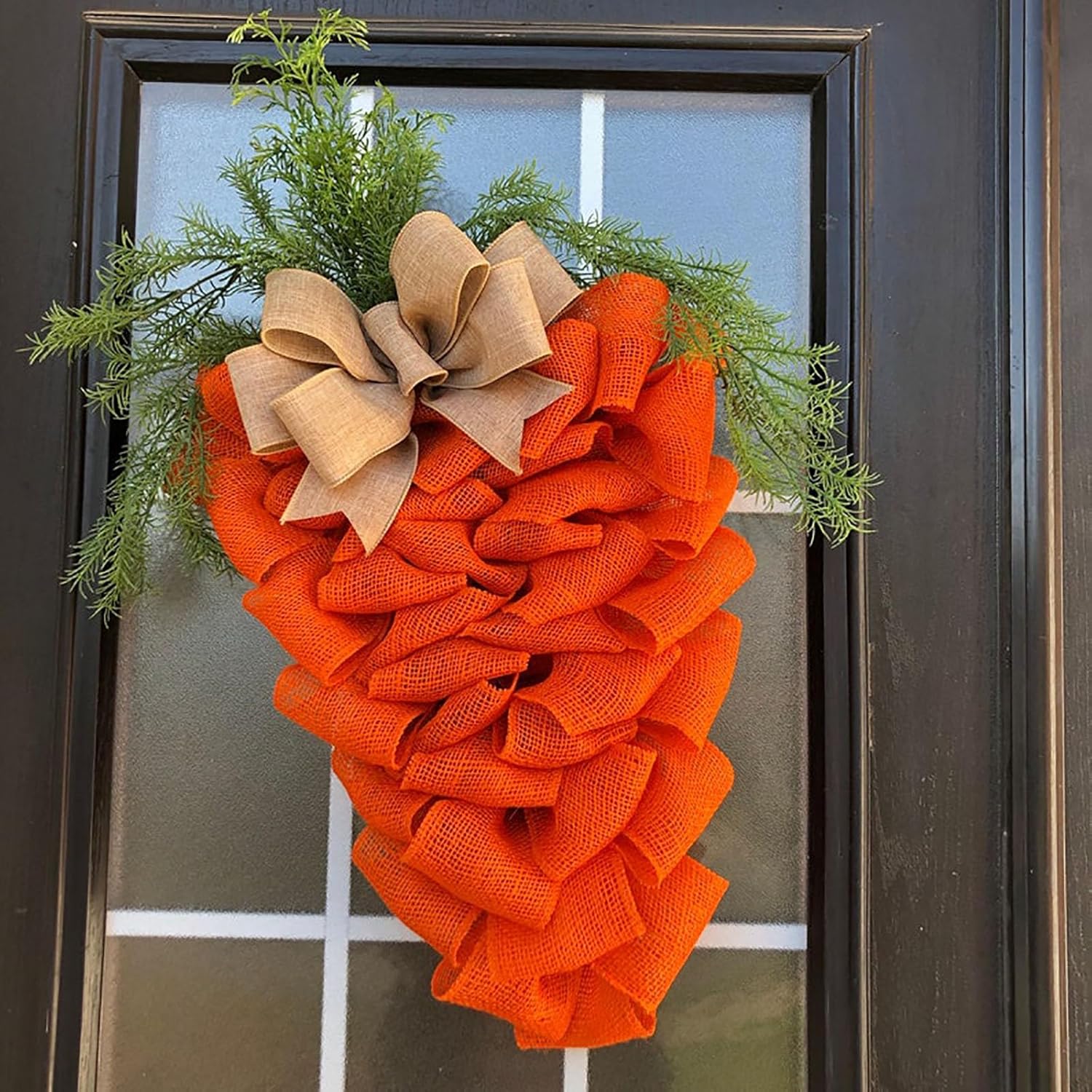 236 Inch Easter Carrot Wreath with Bow and Eucalyptus Leaves