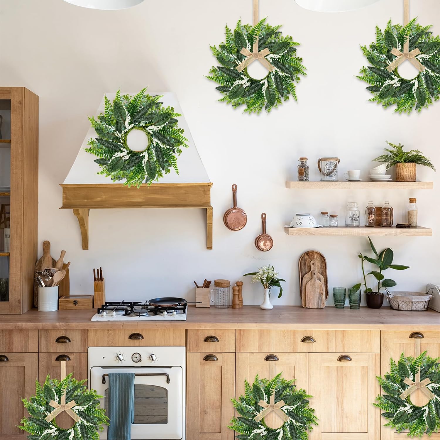 4pcs 9 Mini Eucalyptus Wreaths for Cabinet Decor