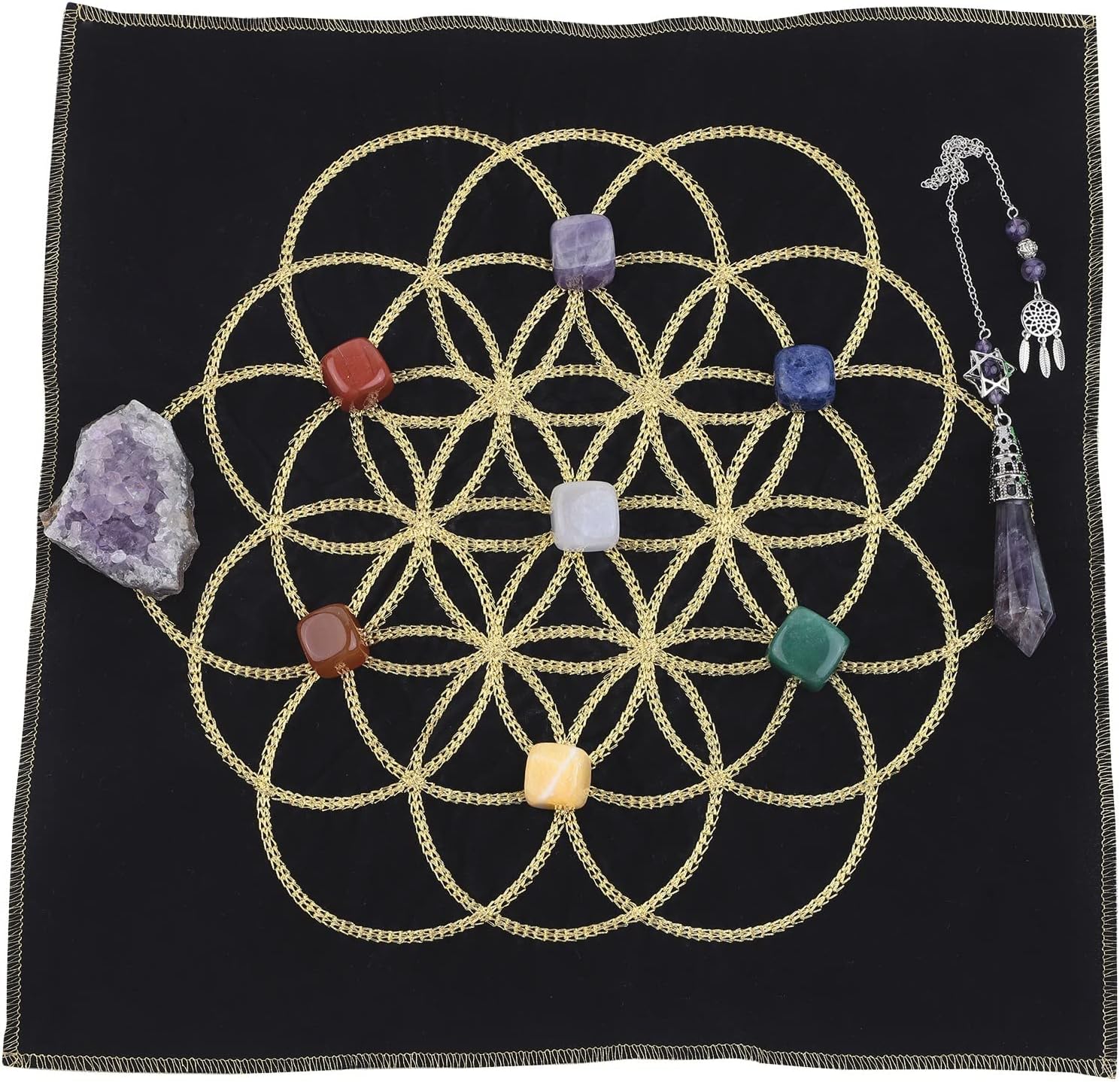Rockcloud Healing Stone Totem Energy Mat Meditation Kit for Beginners