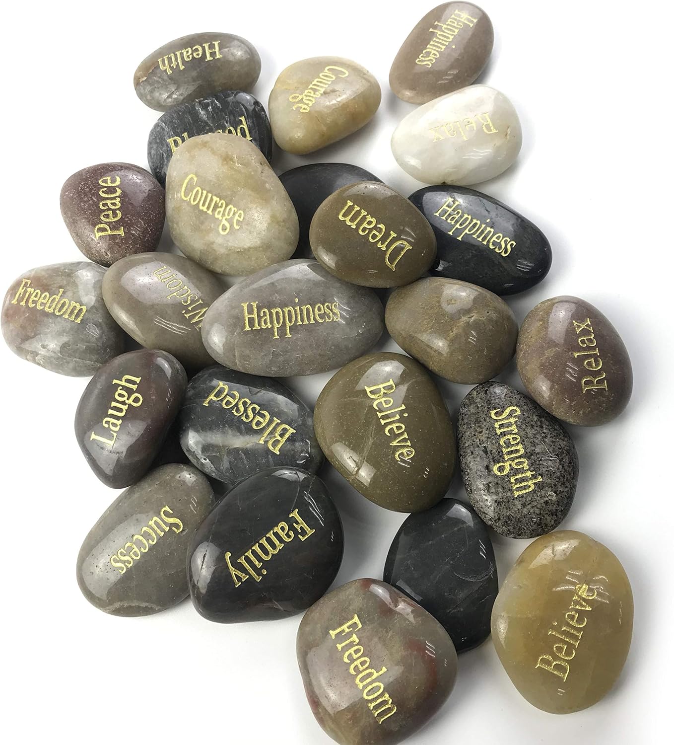 24pcs Engraved Inspirational River Stones Gift Set