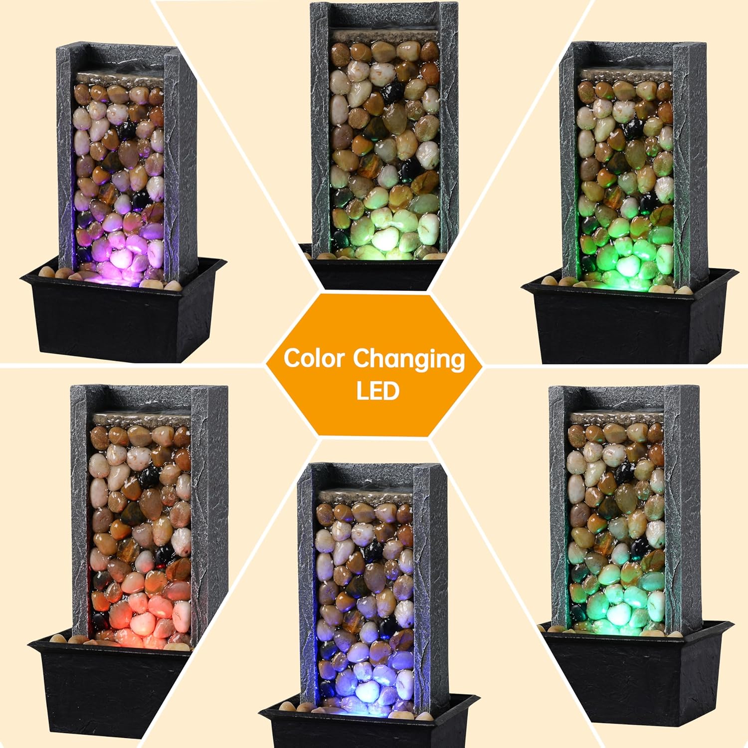 Kalona 106 Inch Indoor Waterfall Fountain with LED Lights
