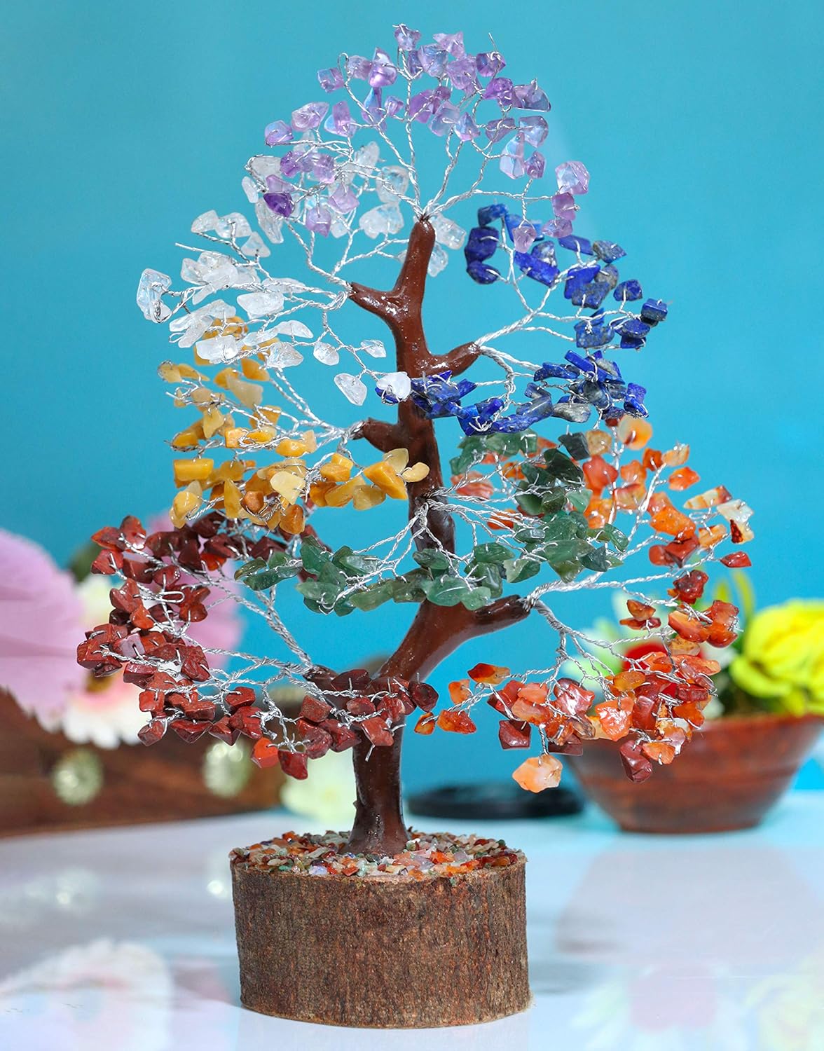 Crocon Seven Chakra Gemstone Money Tree Feng Shui Figurine