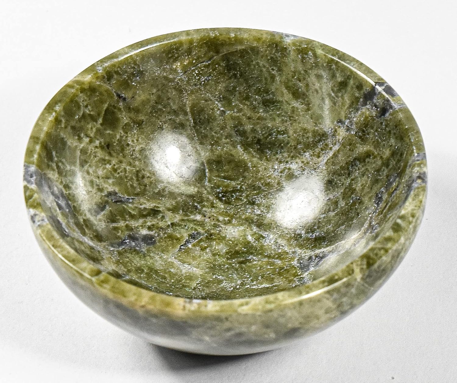 HQRP 75mm Green Vesuvianite Gemstone Bowl with Inclusions