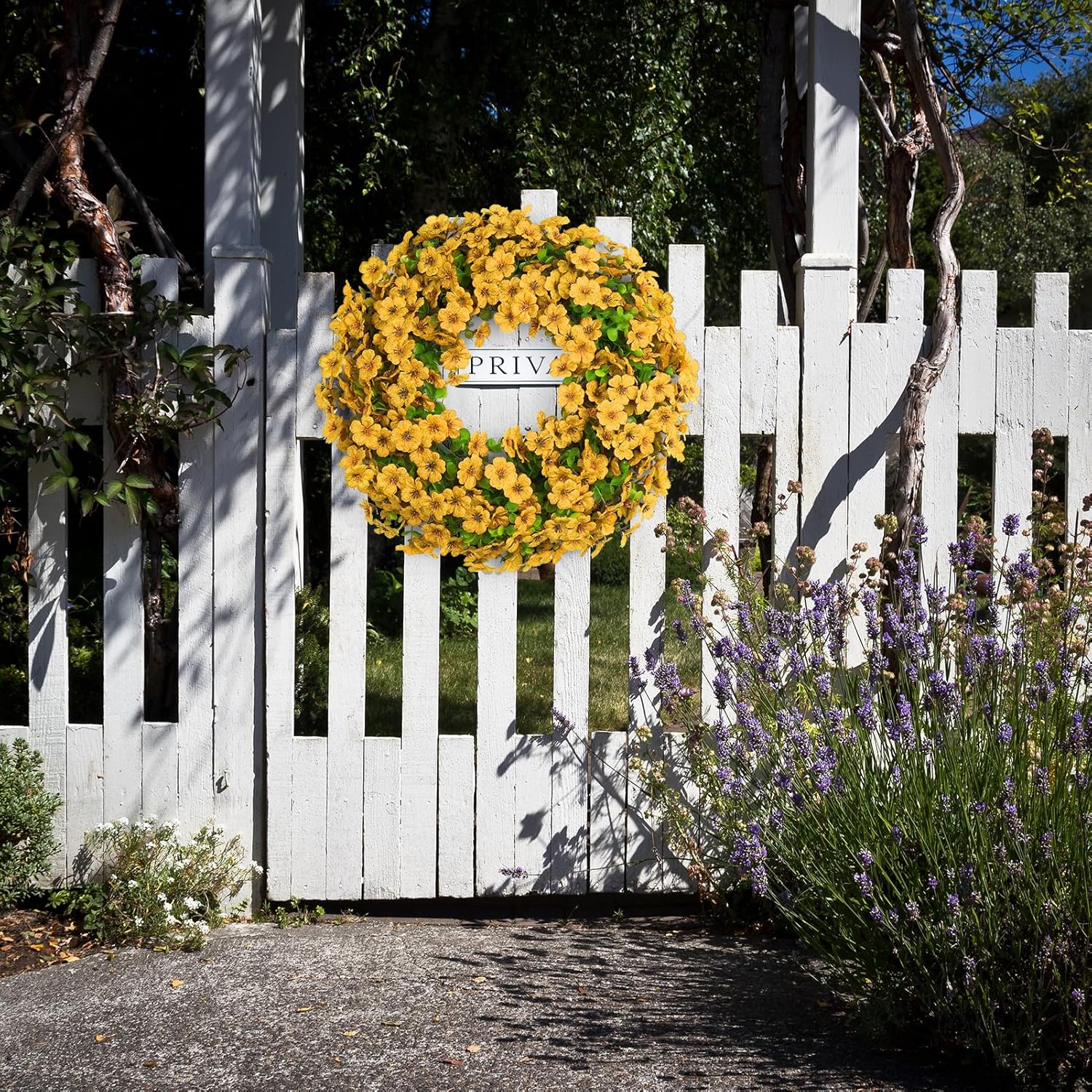 20 Inch Artificial Spring Summer Door Wreath with Eucalyptus