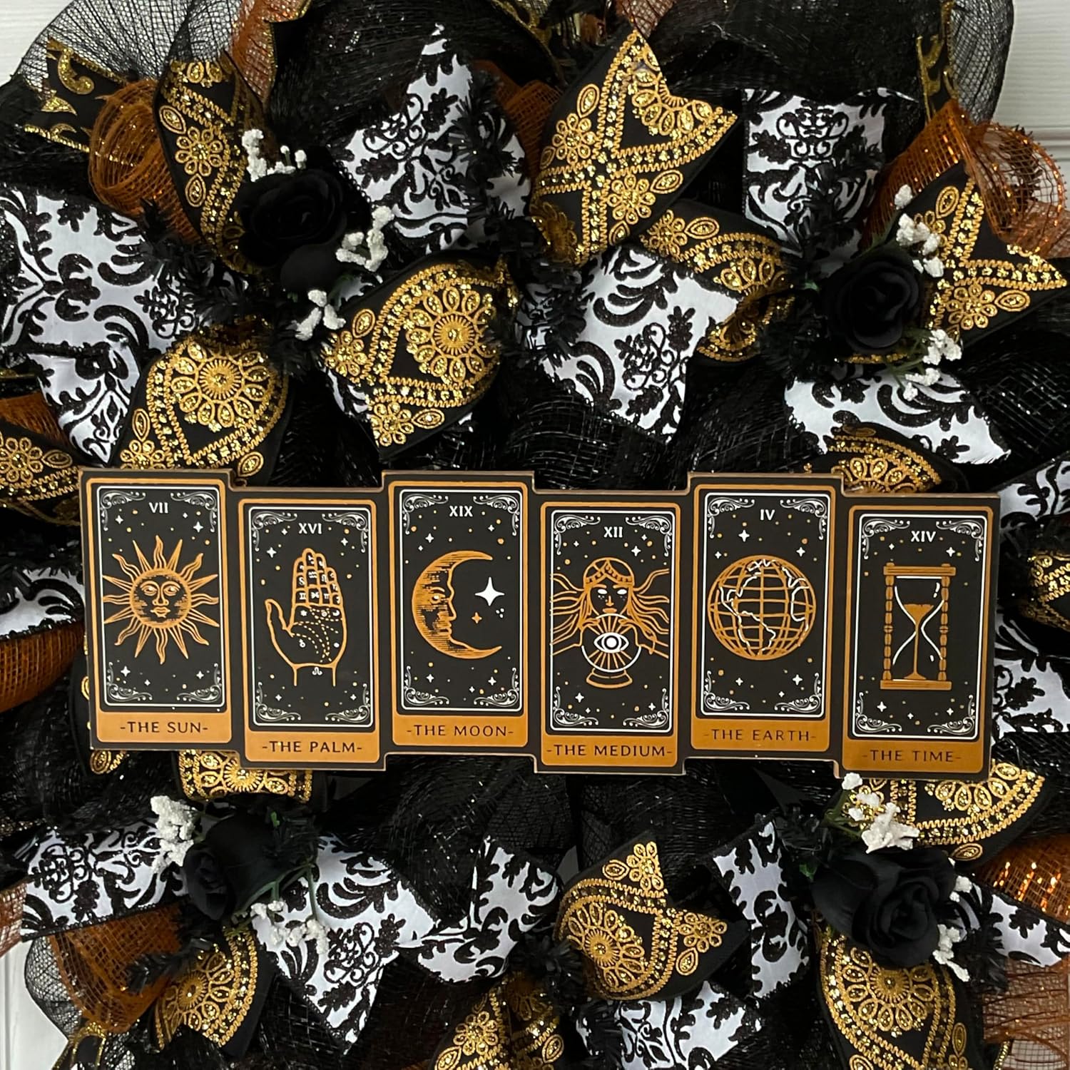 What A Mesh Tarot Card Halloween Wreath 24 or 28 Inch