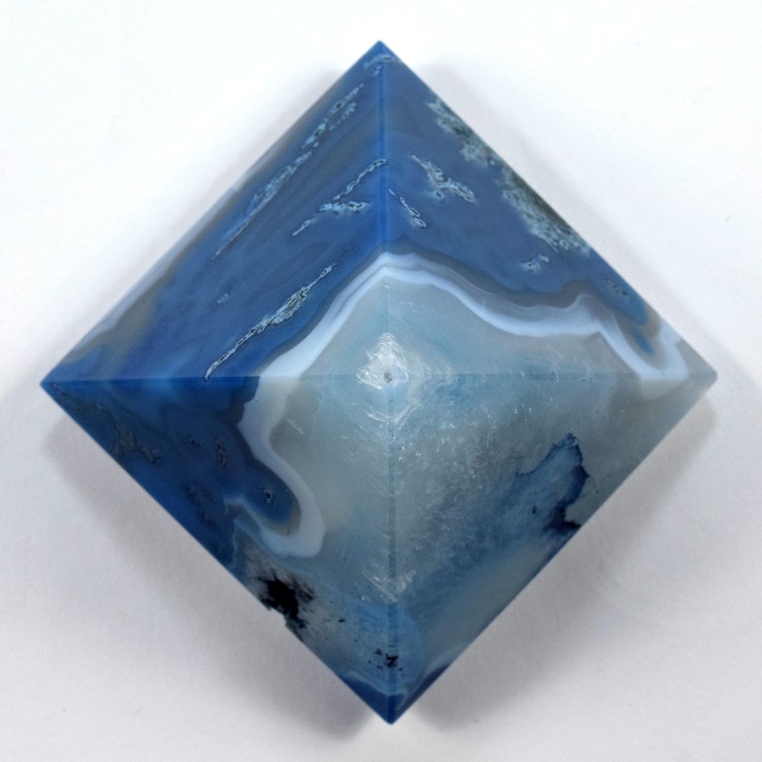 HC Set Dyed Blue Agate Pyramid and Clear Quartz Cabochon