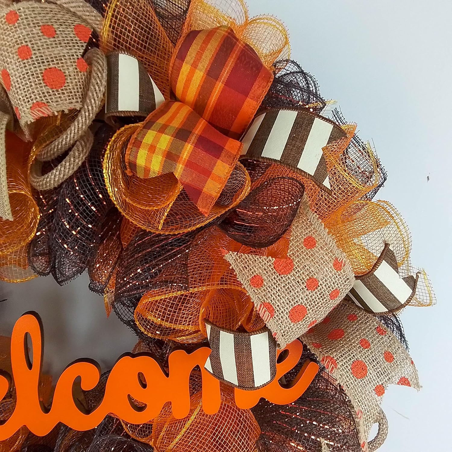 Fall Wreath Front Door Decor Orange Welcome Wreath